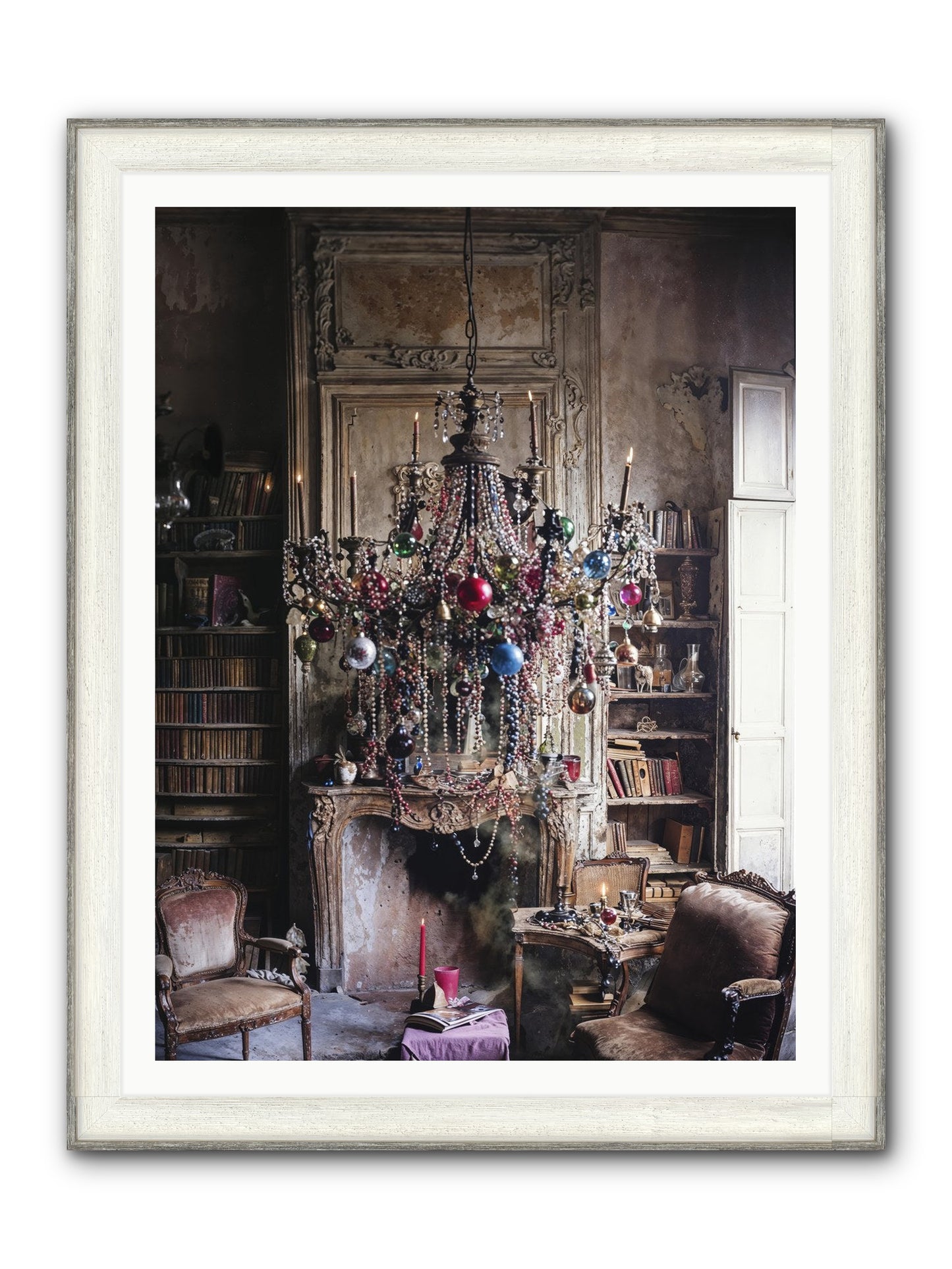 Behind The Velvet Drapes Framed Print - Driftwood White 36x48