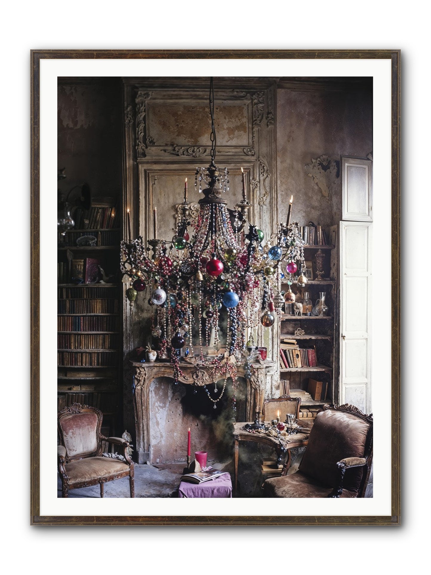 Behind The Velvet Drapes Framed Print - Slimwoods Black/Gold 36x48