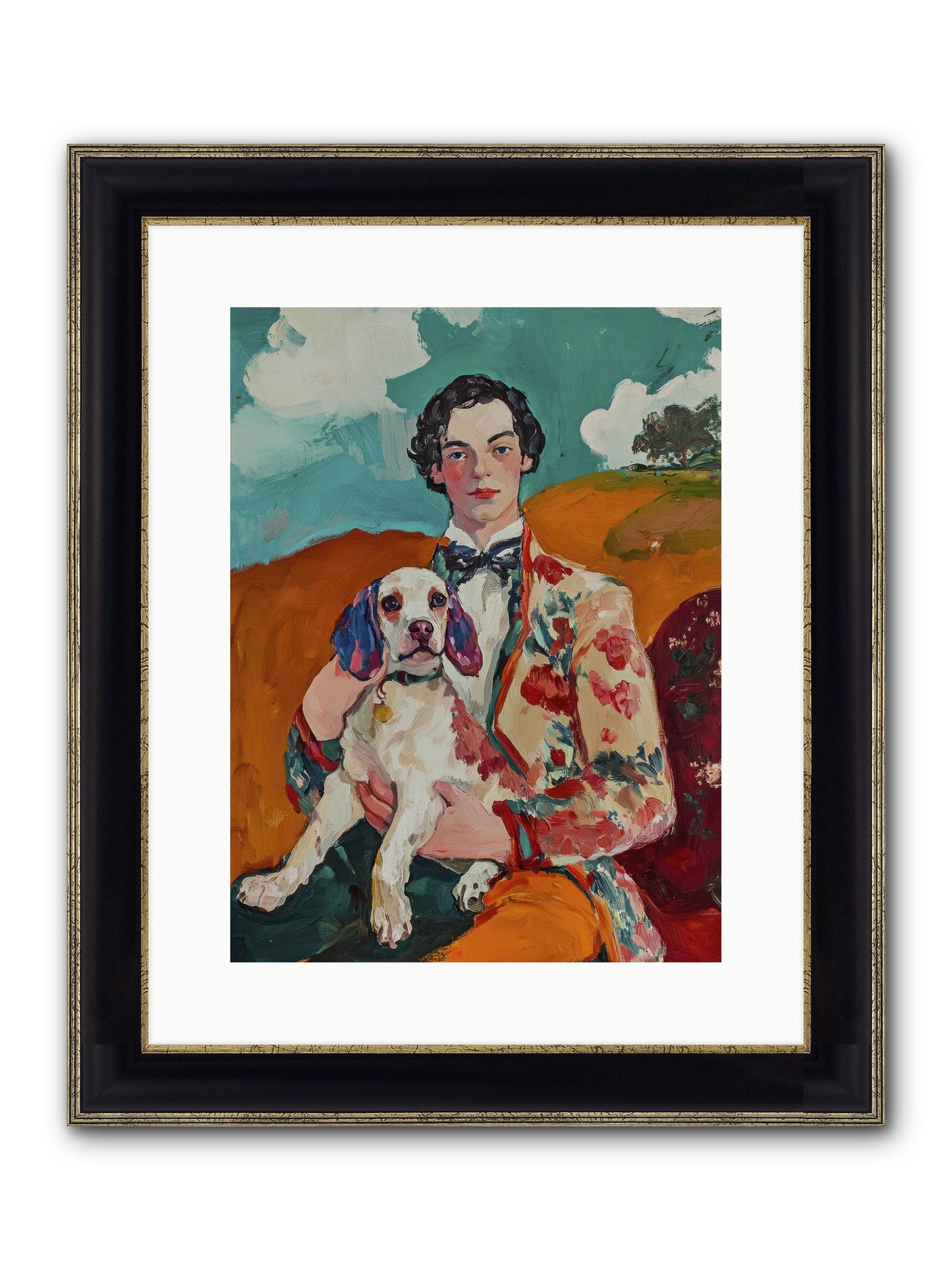 Beloved's Embrace Framed Print - Black & Gold 12x16