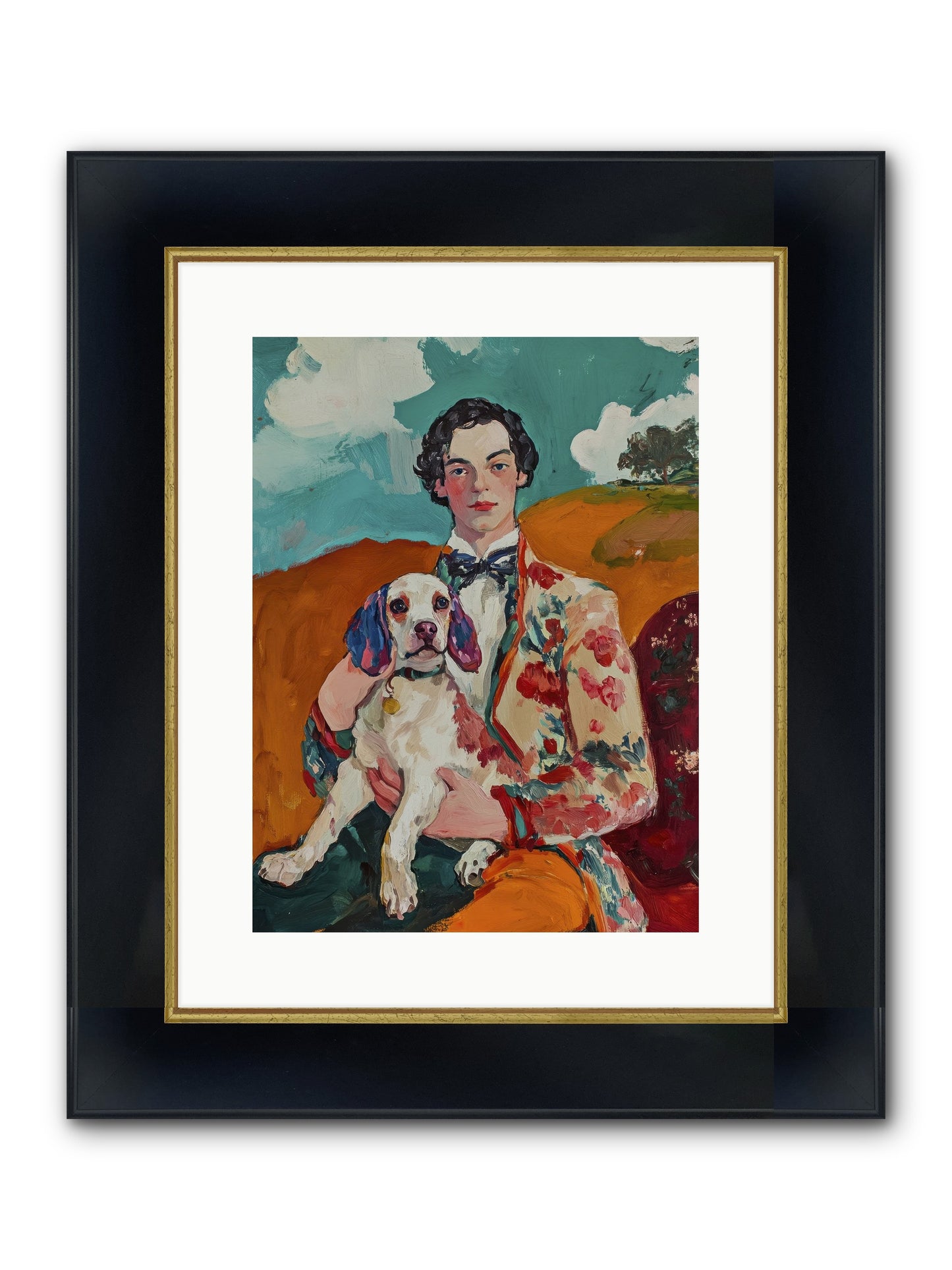 Beloved's Embrace Framed Print - Wide Black w/Gold 12x16