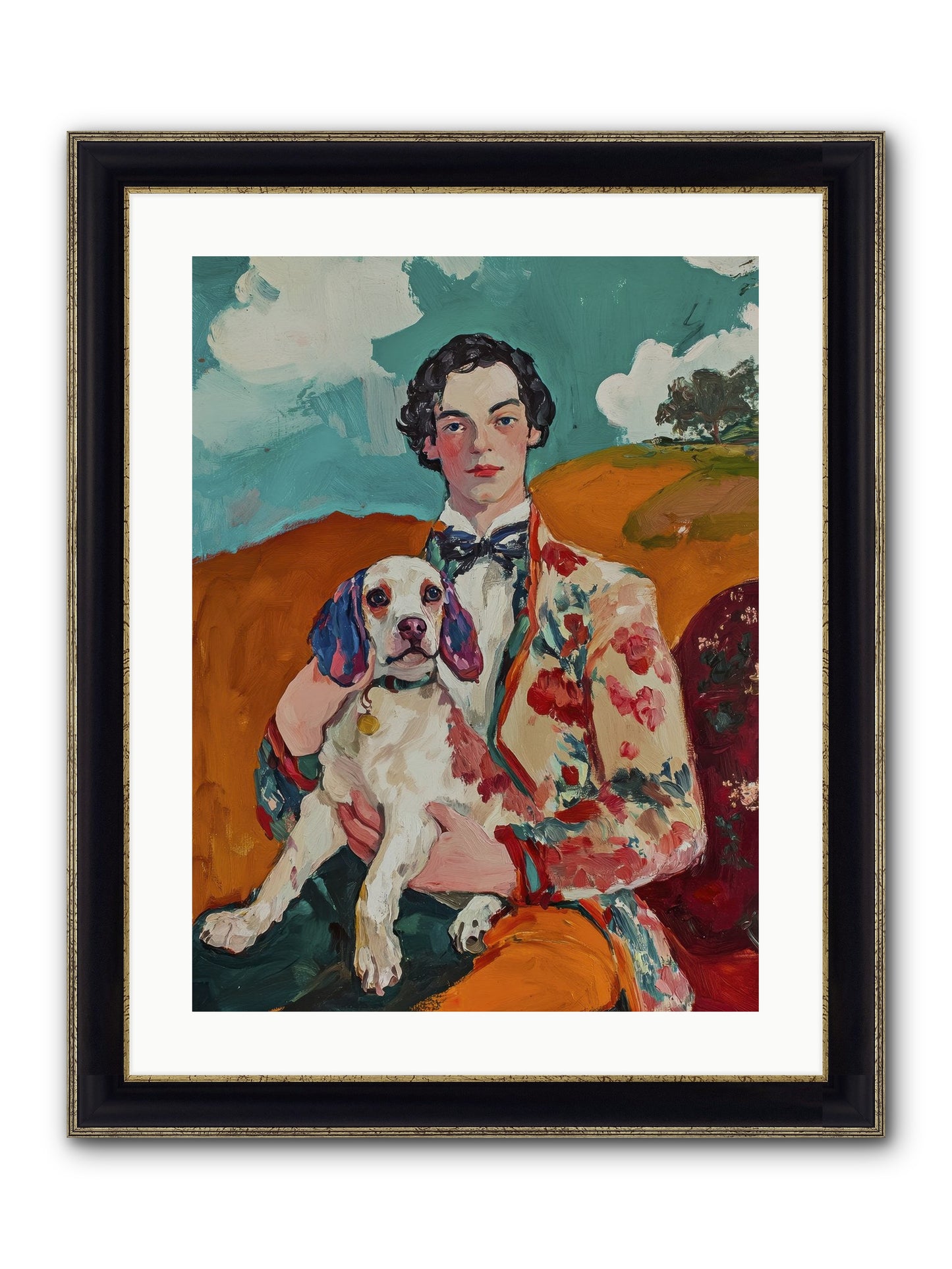 Beloved's Embrace Framed Print - Black & Gold 18x24