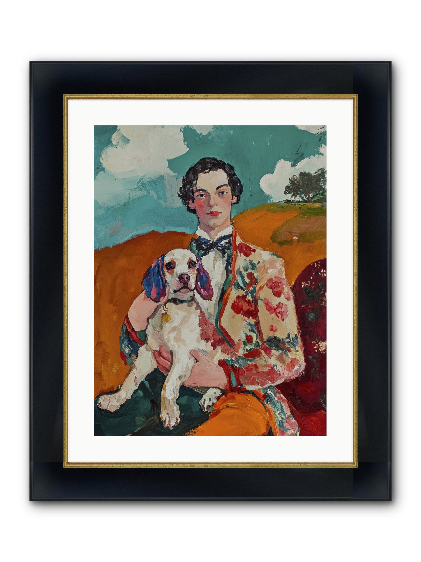 Beloved's Embrace Framed Print - Wide Black w/Gold 18x24