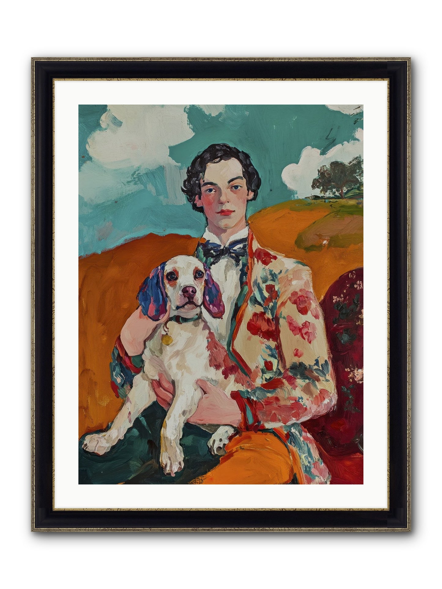 Beloved's Embrace Framed Print - Black & Gold 24x32