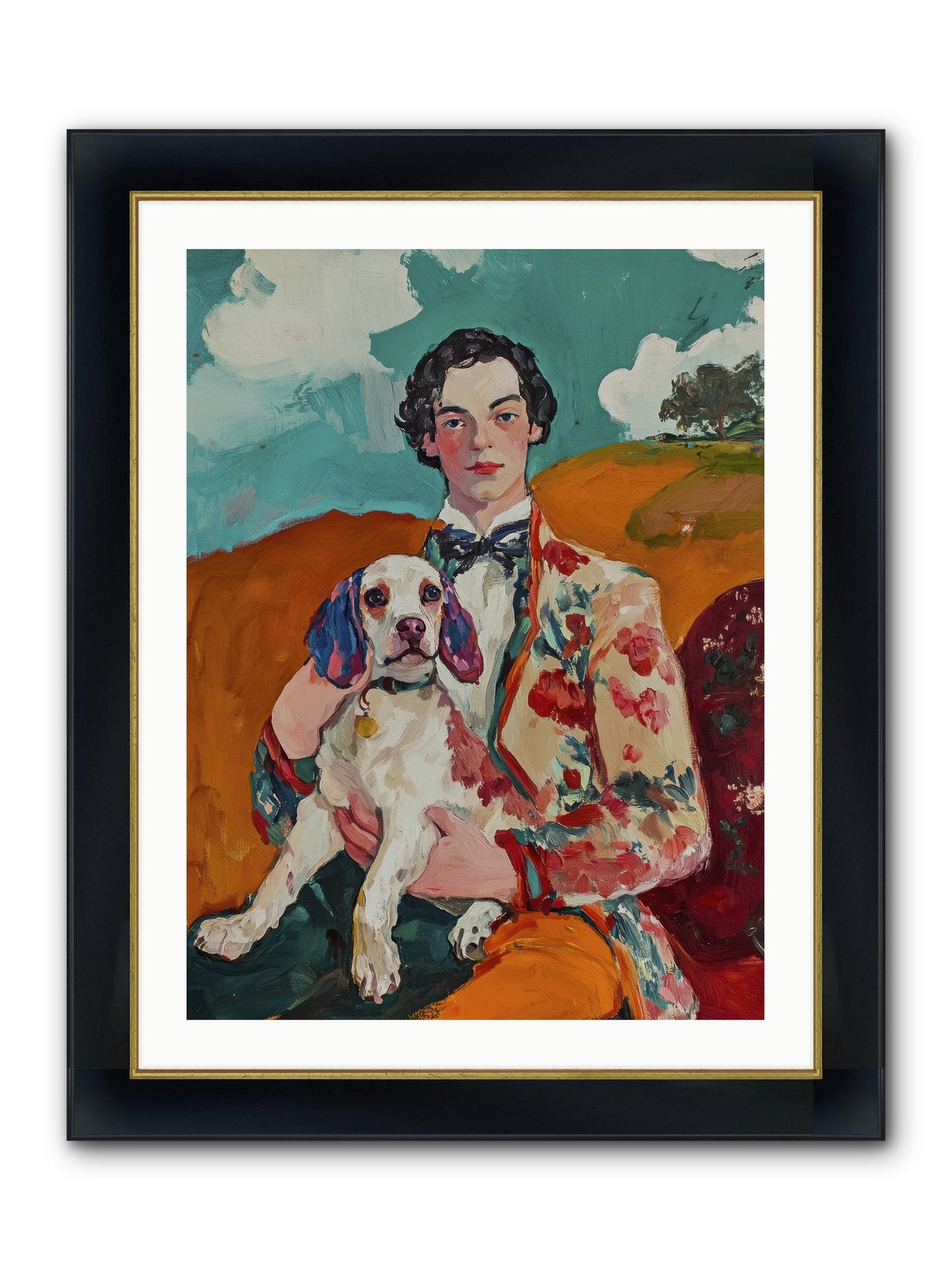 Beloved's Embrace Framed Print - Wide Black w/Gold 24x32