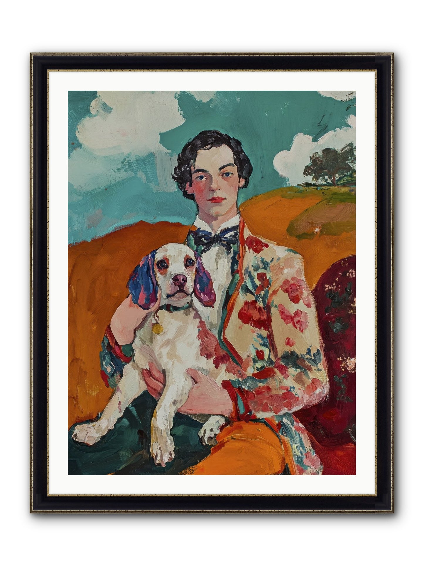 Beloved's Embrace Framed Print - Black & Gold 30x40