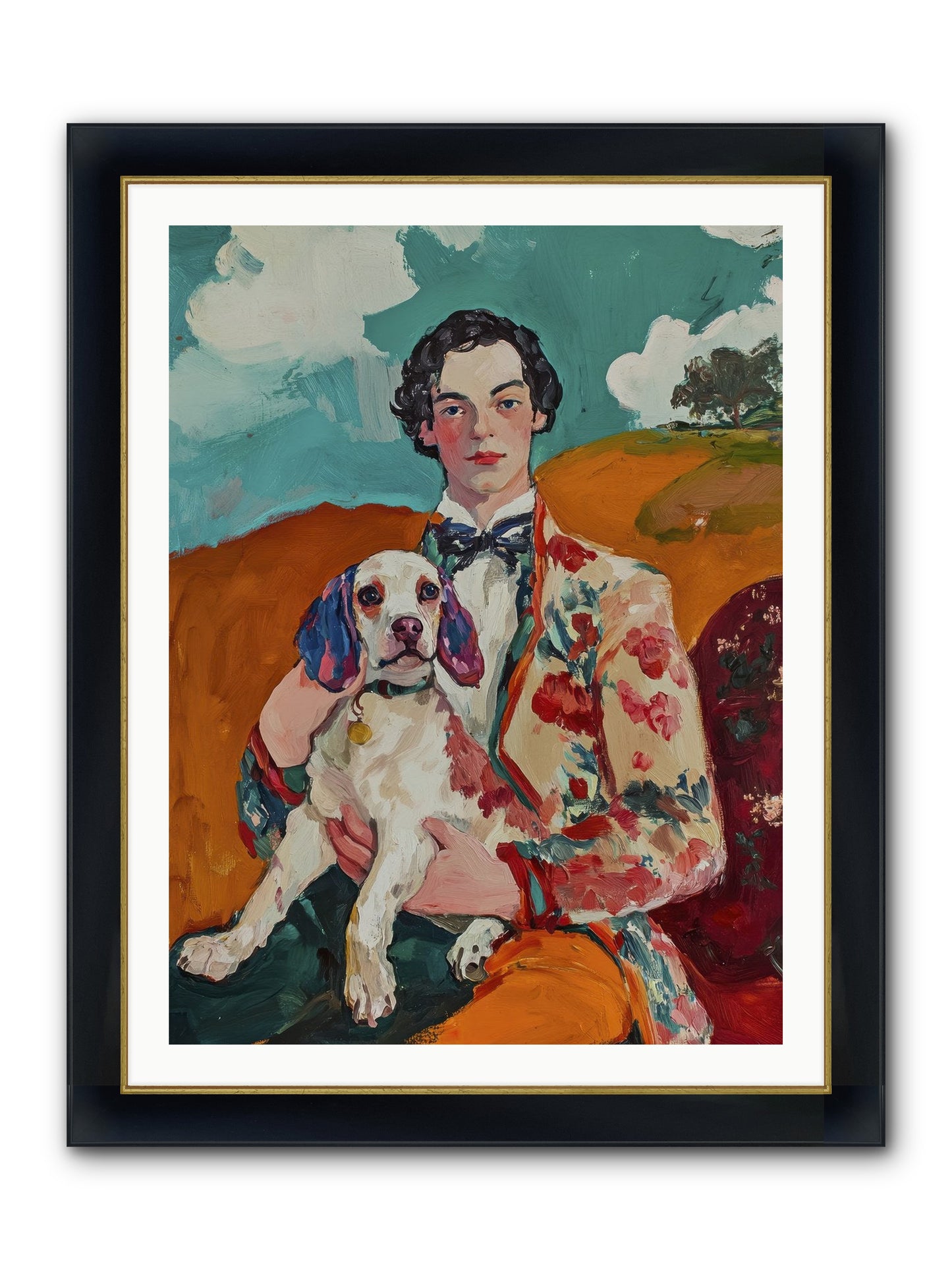 Beloved's Embrace Framed Print - Wide Black w/Gold 30x40