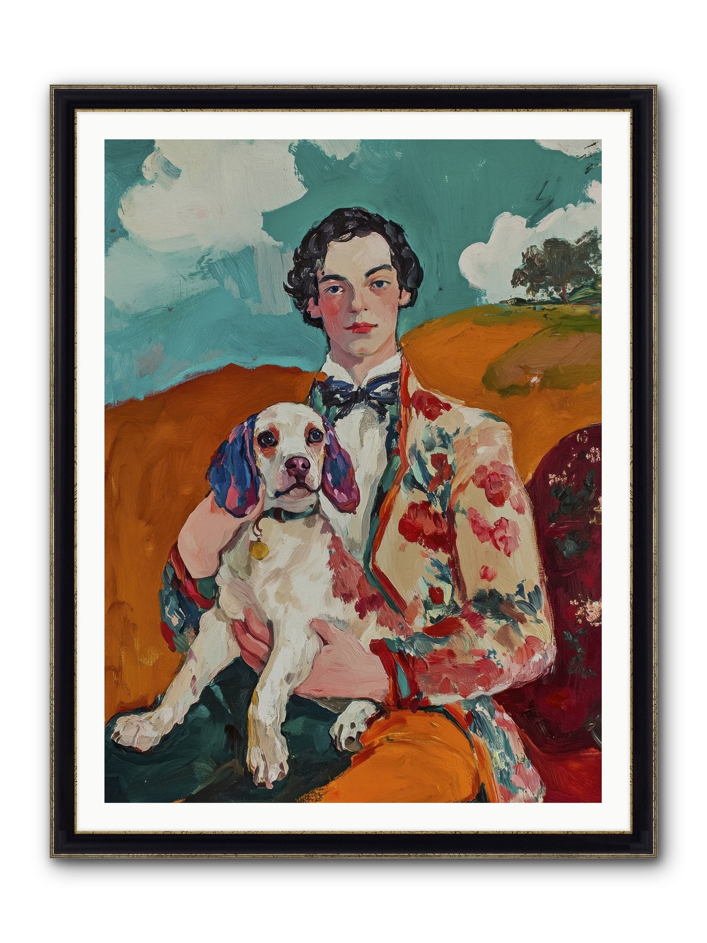 Beloved's Embrace Framed Print - Black & Gold 36x48