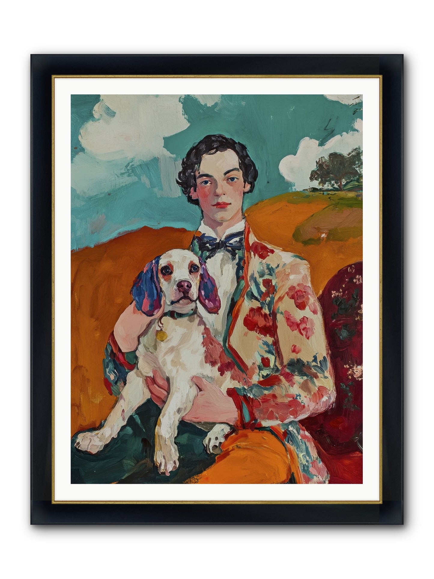 Beloved's Embrace Framed Print - Wide Black w/Gold 36x48