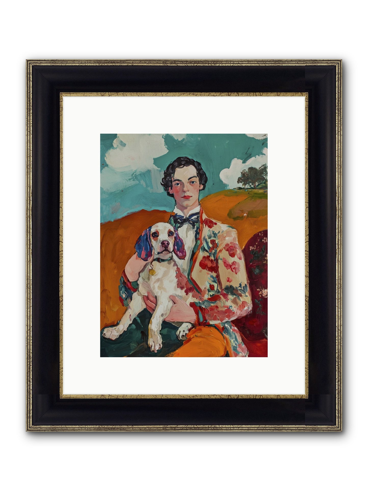Beloved's Embrace Framed Print - Black & Gold 9x12