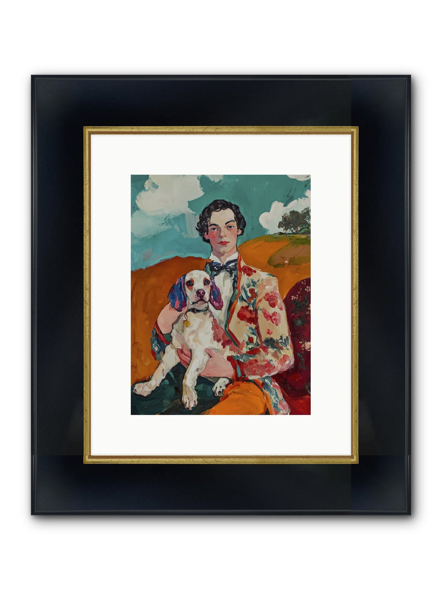 Beloved's Embrace Framed Print - Wide Black w/Gold 9x12