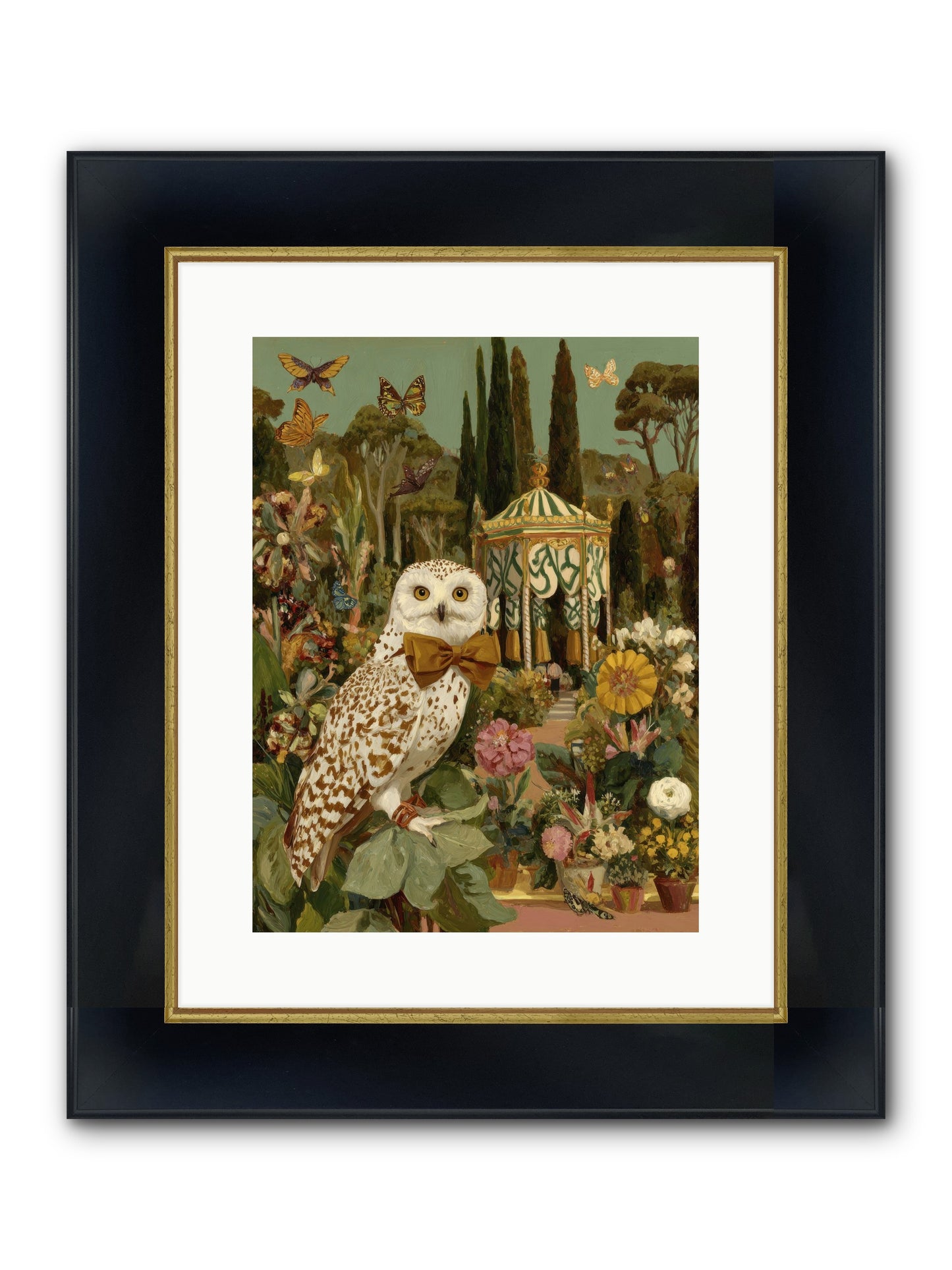 Beneath An Antique Canopy Framed Print - Wide Black w/Gold 12x16