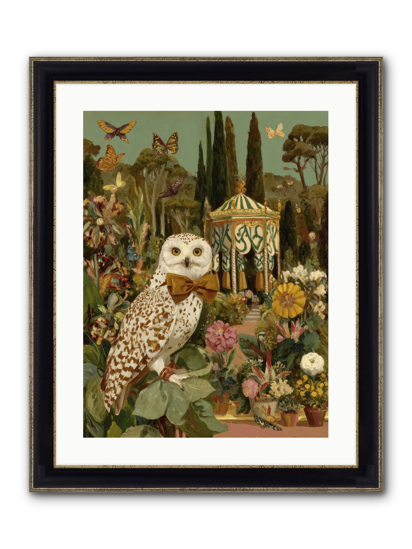 Beneath An Antique Canopy Framed Print - Black & Gold 18x24