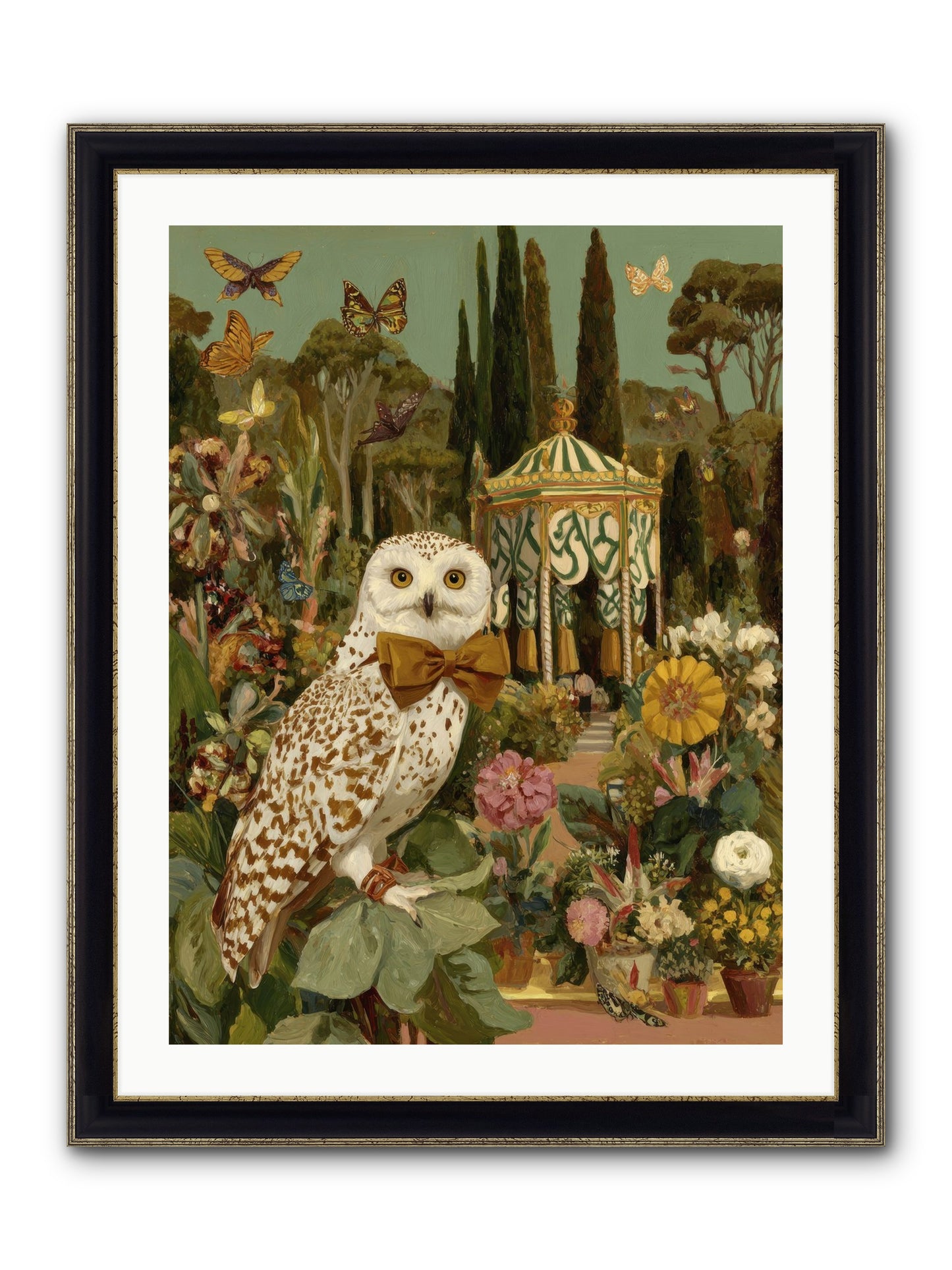 Beneath An Antique Canopy Framed Print - Black & Gold 24x32