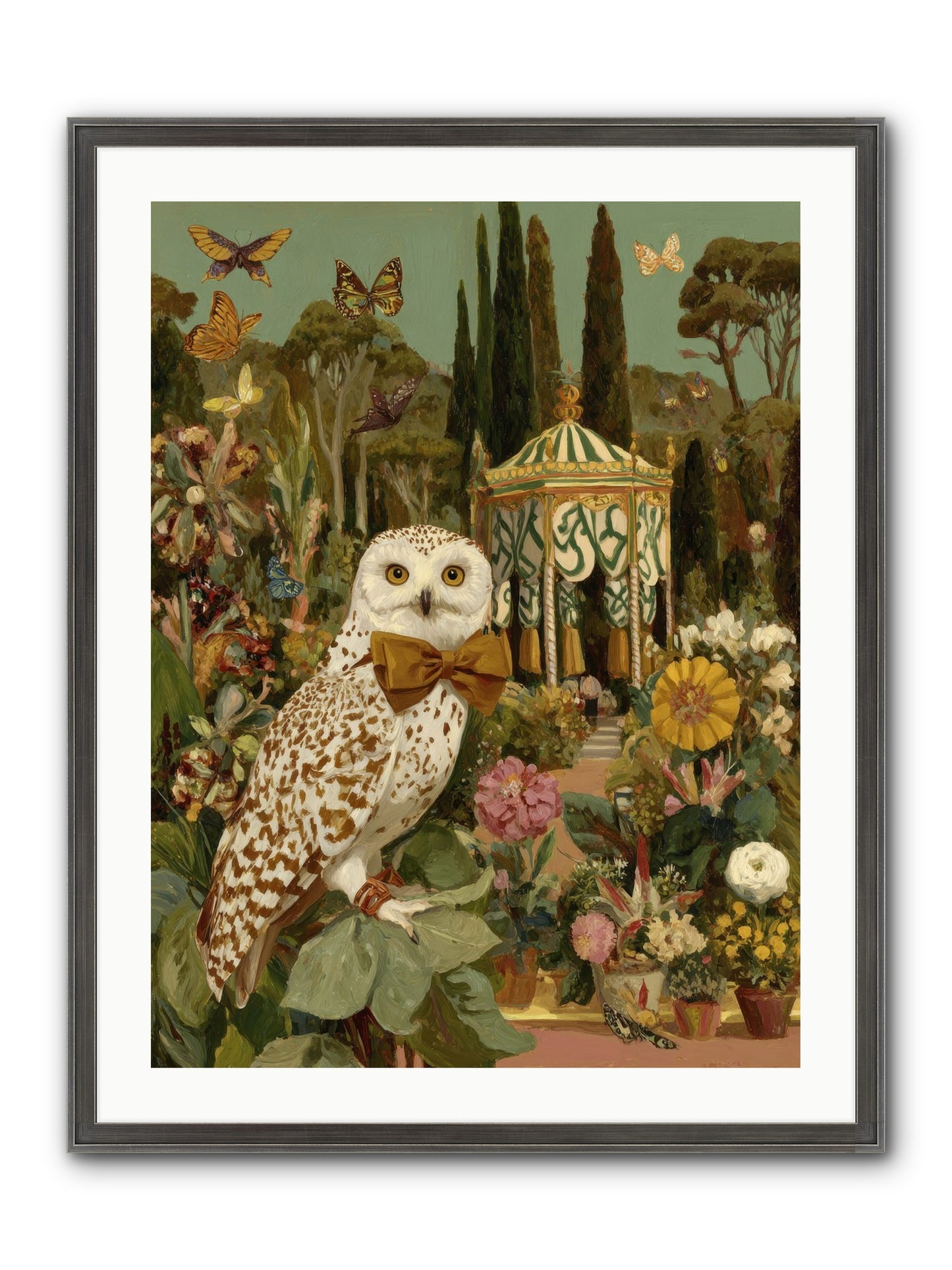 Beneath An Antique Canopy Framed Print - Slimwoods Black/Silver 24x32