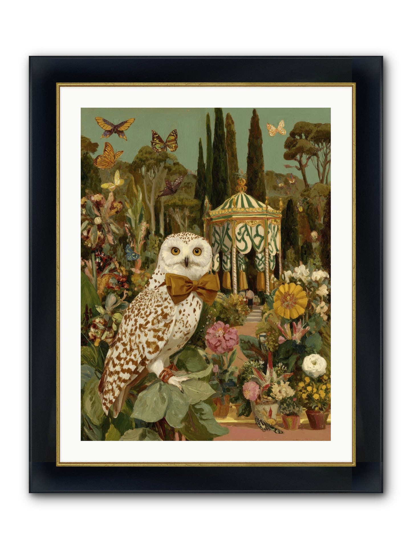 Beneath An Antique Canopy Framed Print - Wide Black w/Gold 24x32