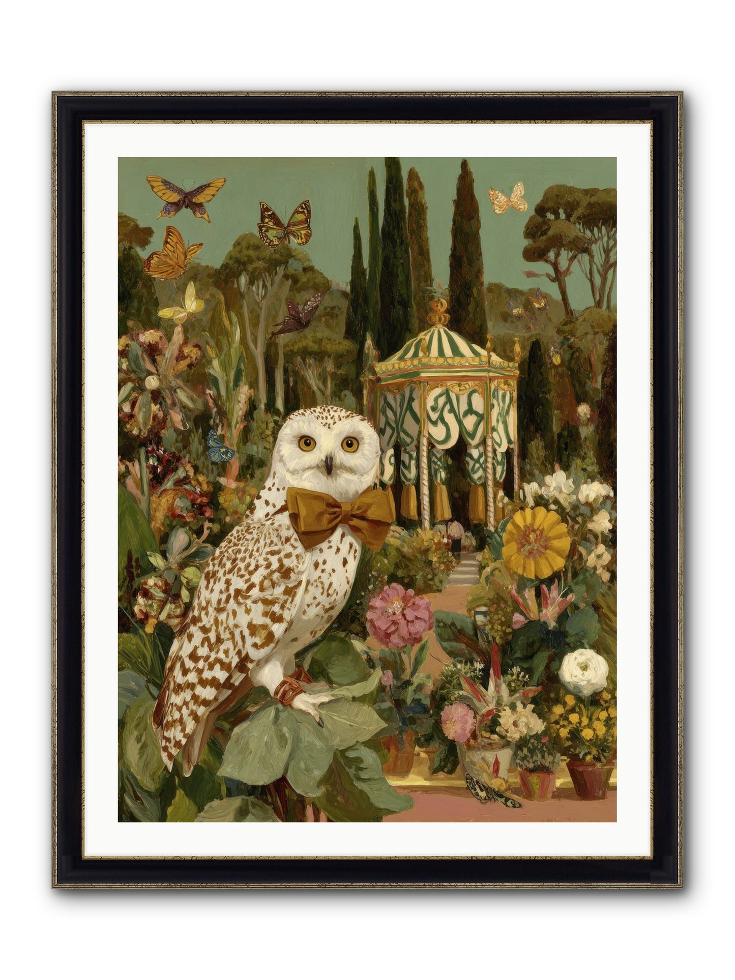 Beneath An Antique Canopy Framed Print - Black & Gold 30x40