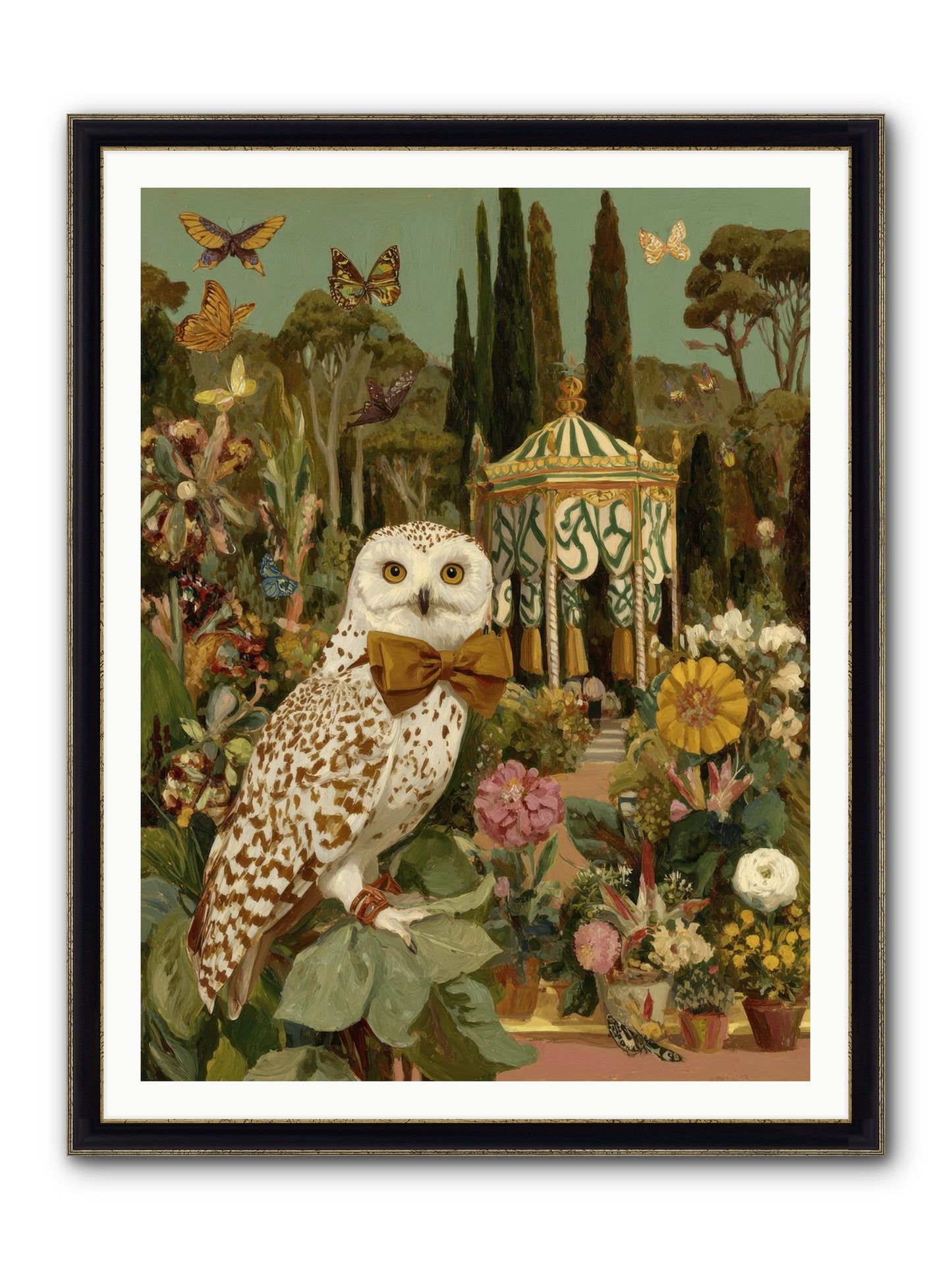 Beneath An Antique Canopy Framed Print - Black & Gold 36x48
