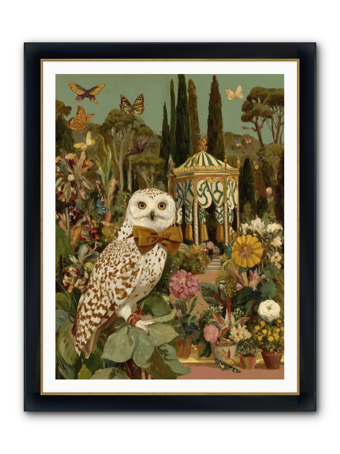 Beneath An Antique Canopy Framed Print - Wide Black w/Gold 36x48