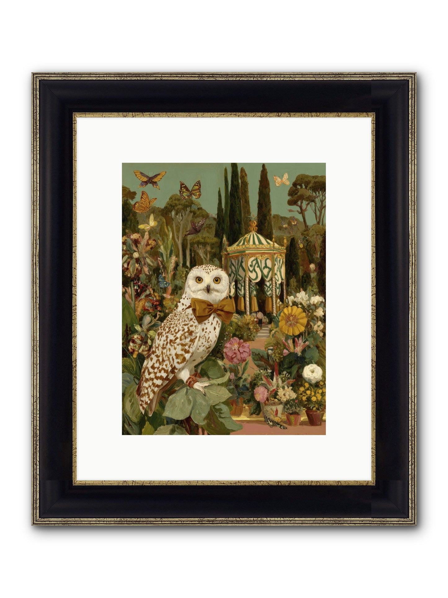 Beneath An Antique Canopy Framed Print - Black & Gold 9x12