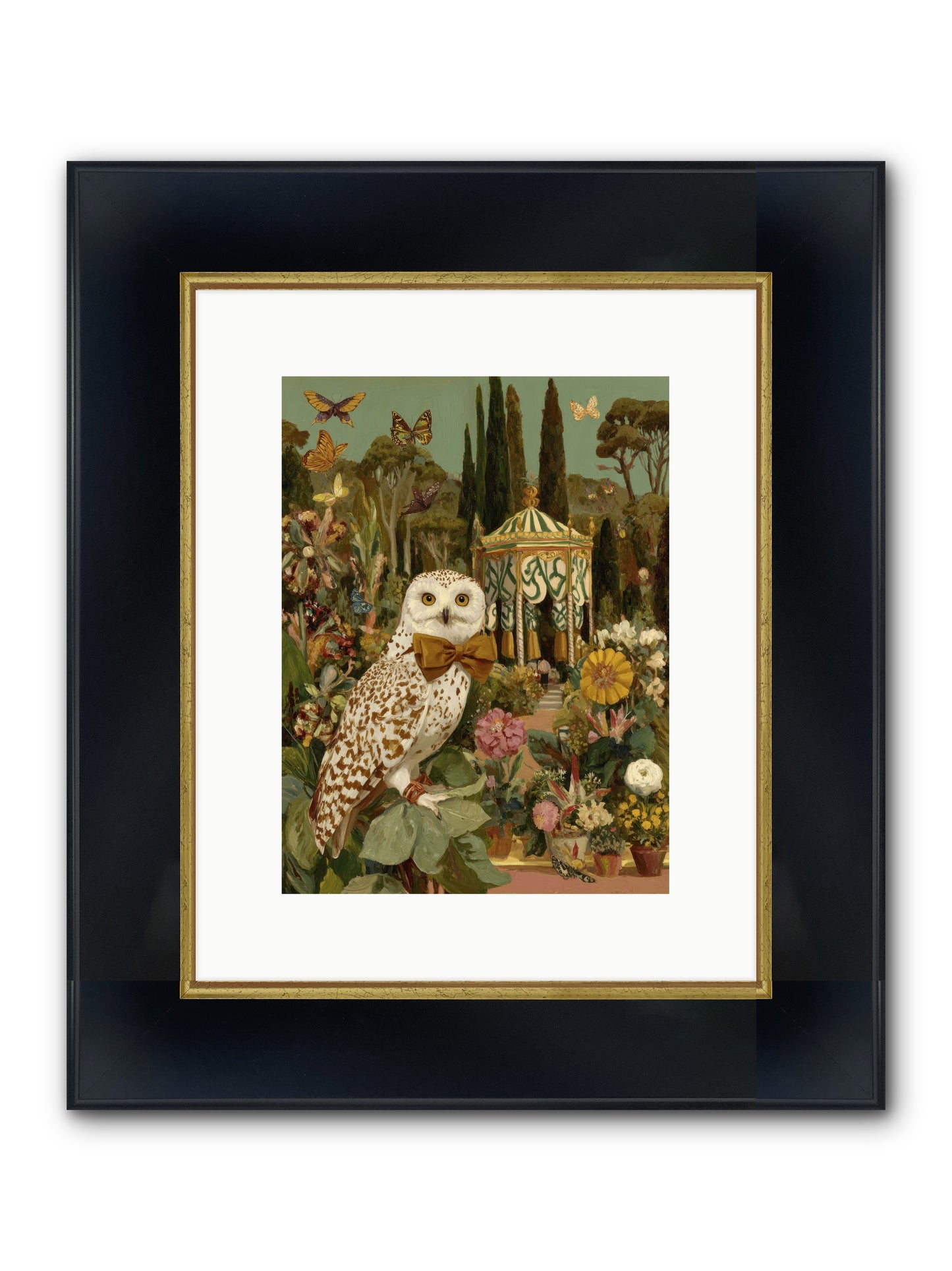Beneath An Antique Canopy Framed Print - Wide Black w/Gold 9x12