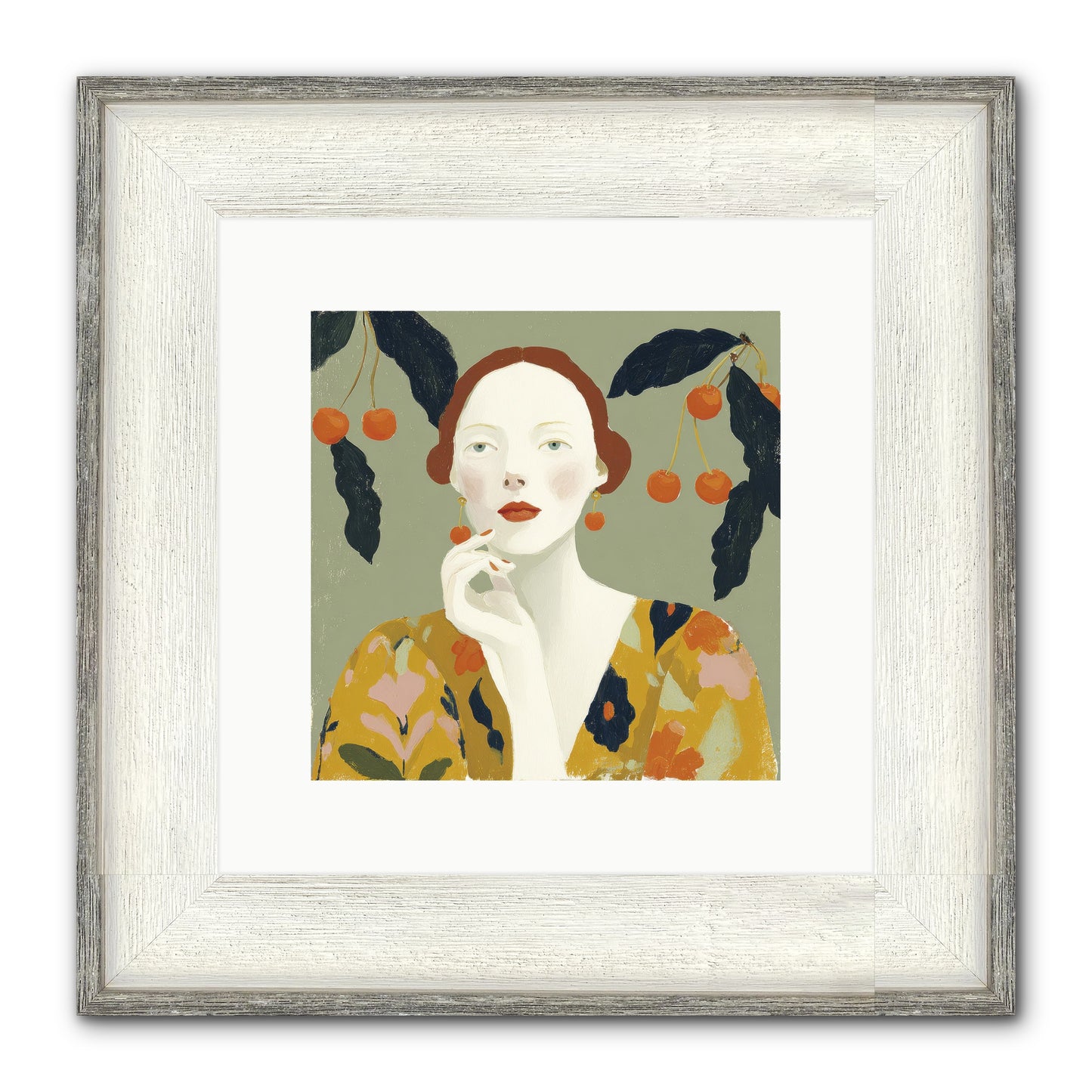 Beneath The Hanging Fruit Framed Print - Driftwood White 10x10