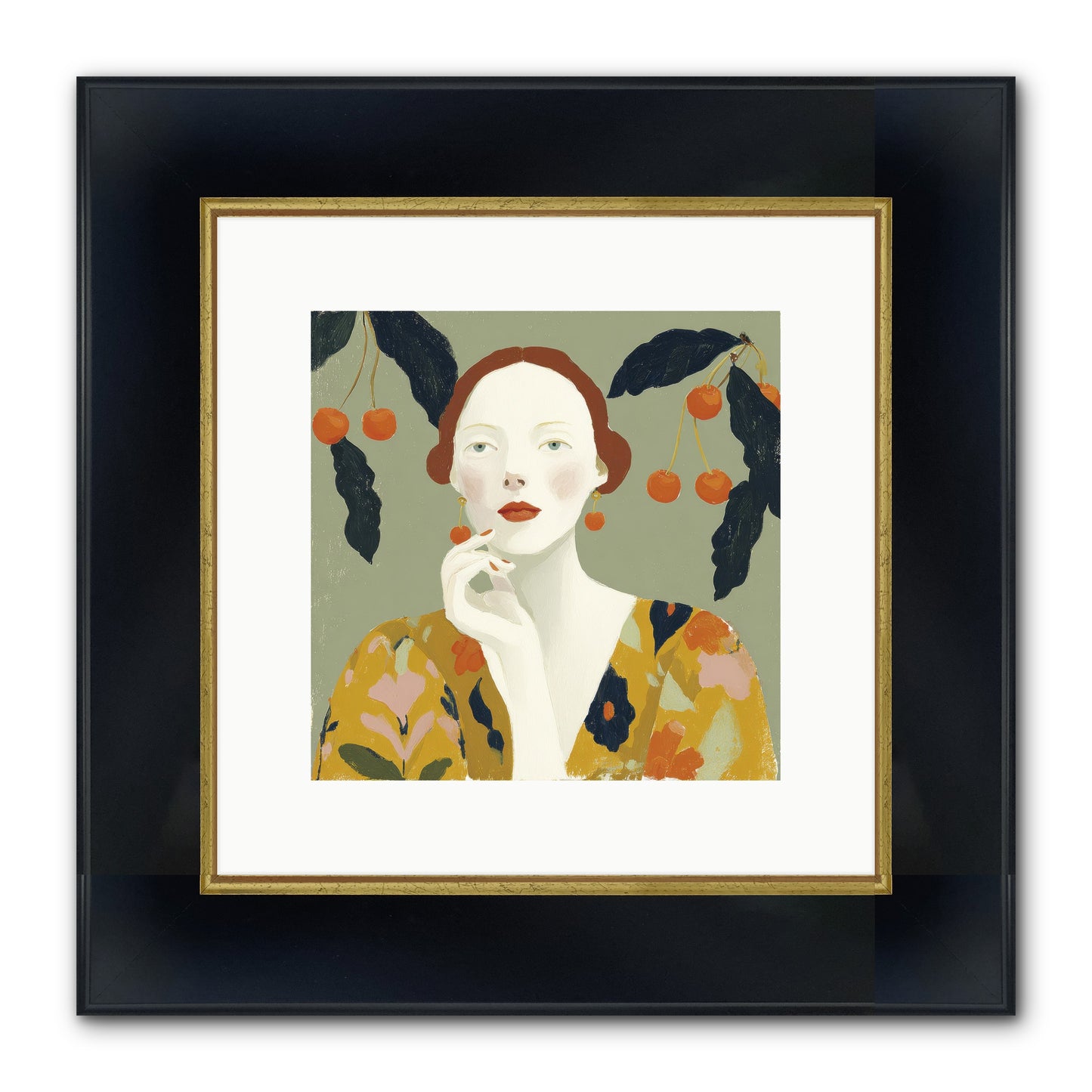 Beneath The Hanging Fruit Framed Print - Wide Black w/Gold 10x10