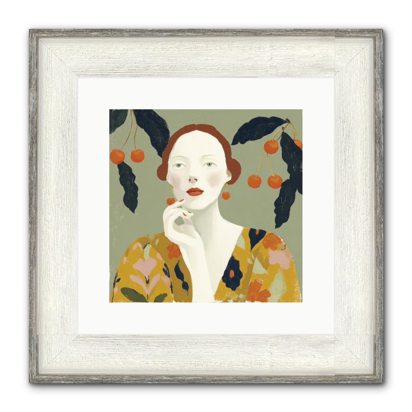 Beneath The Hanging Fruit Framed Print - Driftwood White 12x12