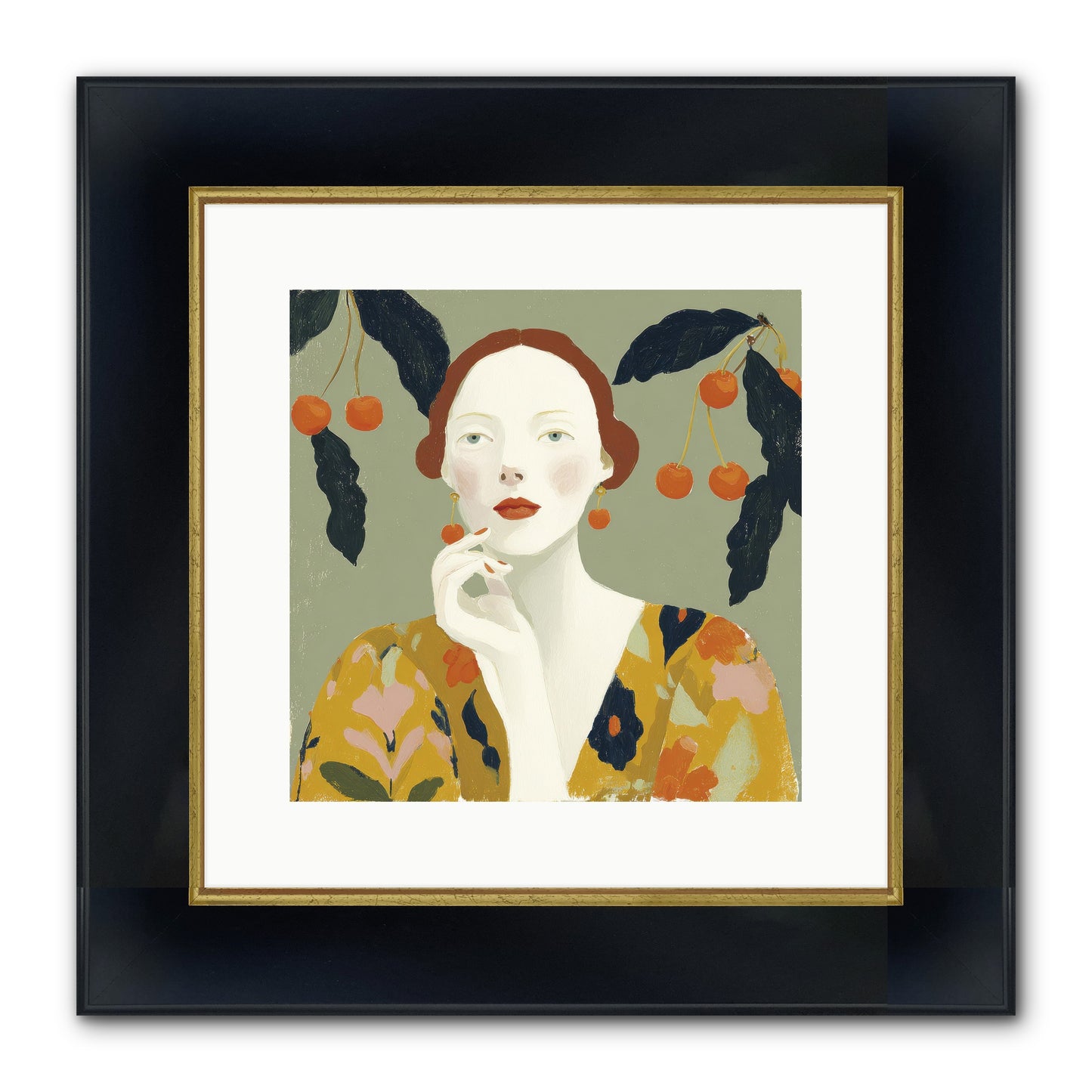 Beneath The Hanging Fruit Framed Print - Wide Black w/Gold 12x12