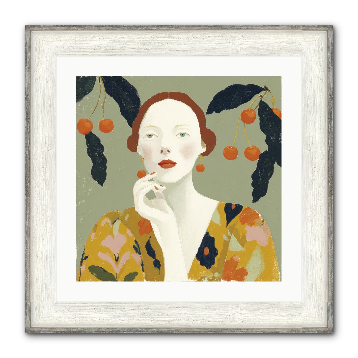 Beneath The Hanging Fruit Framed Print - Driftwood White 20x20