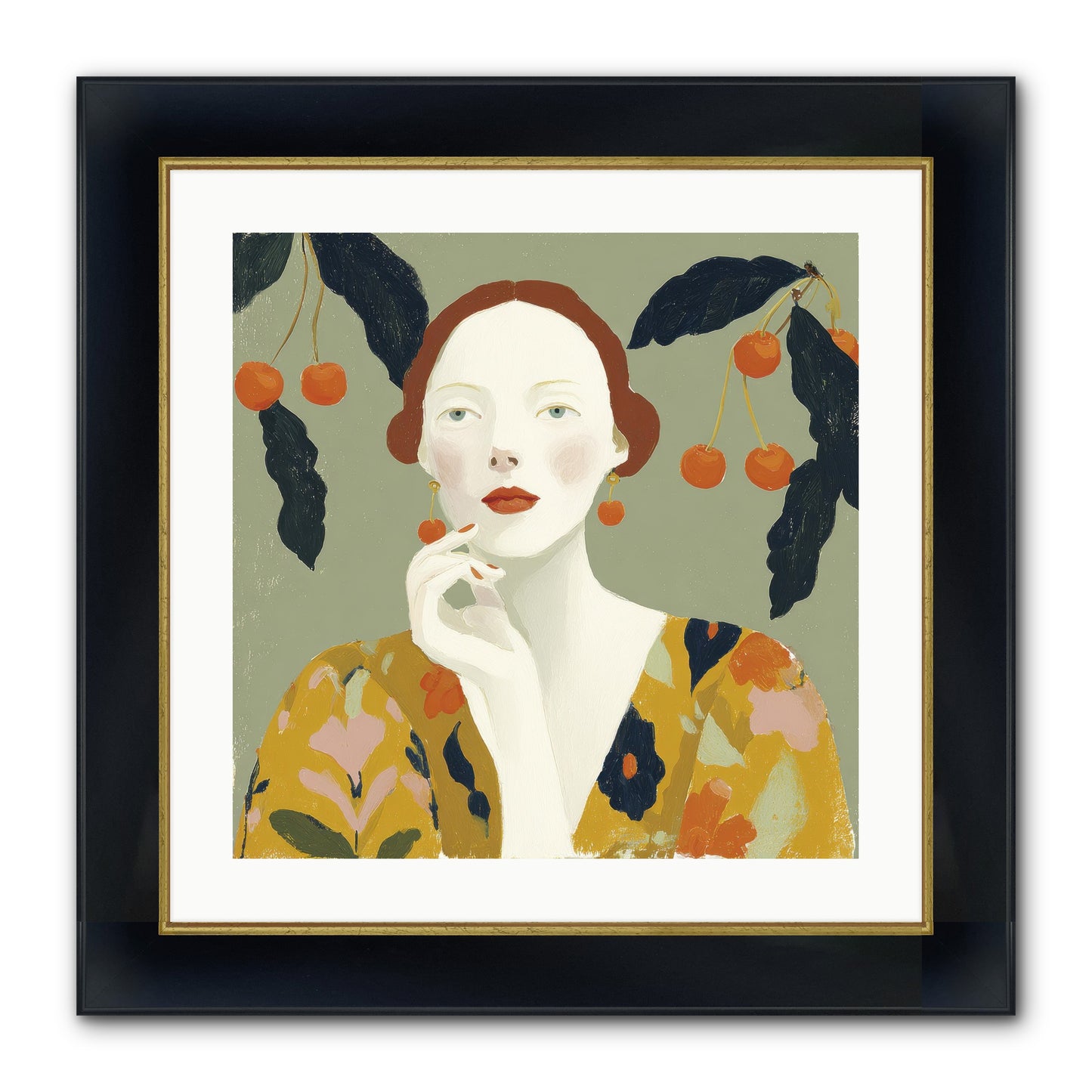 Beneath The Hanging Fruit Framed Print - Wide Black w/Gold 20x20