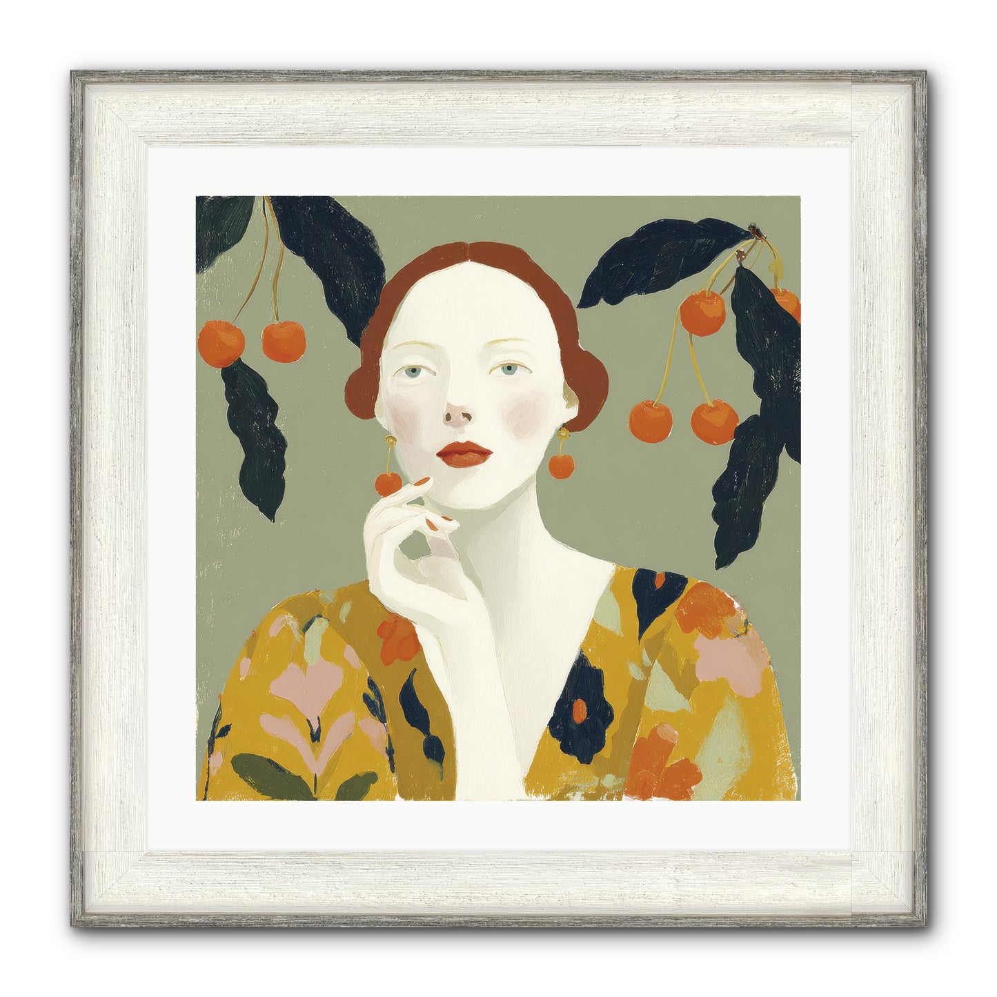 Beneath The Hanging Fruit Framed Print - Driftwood White 24x24