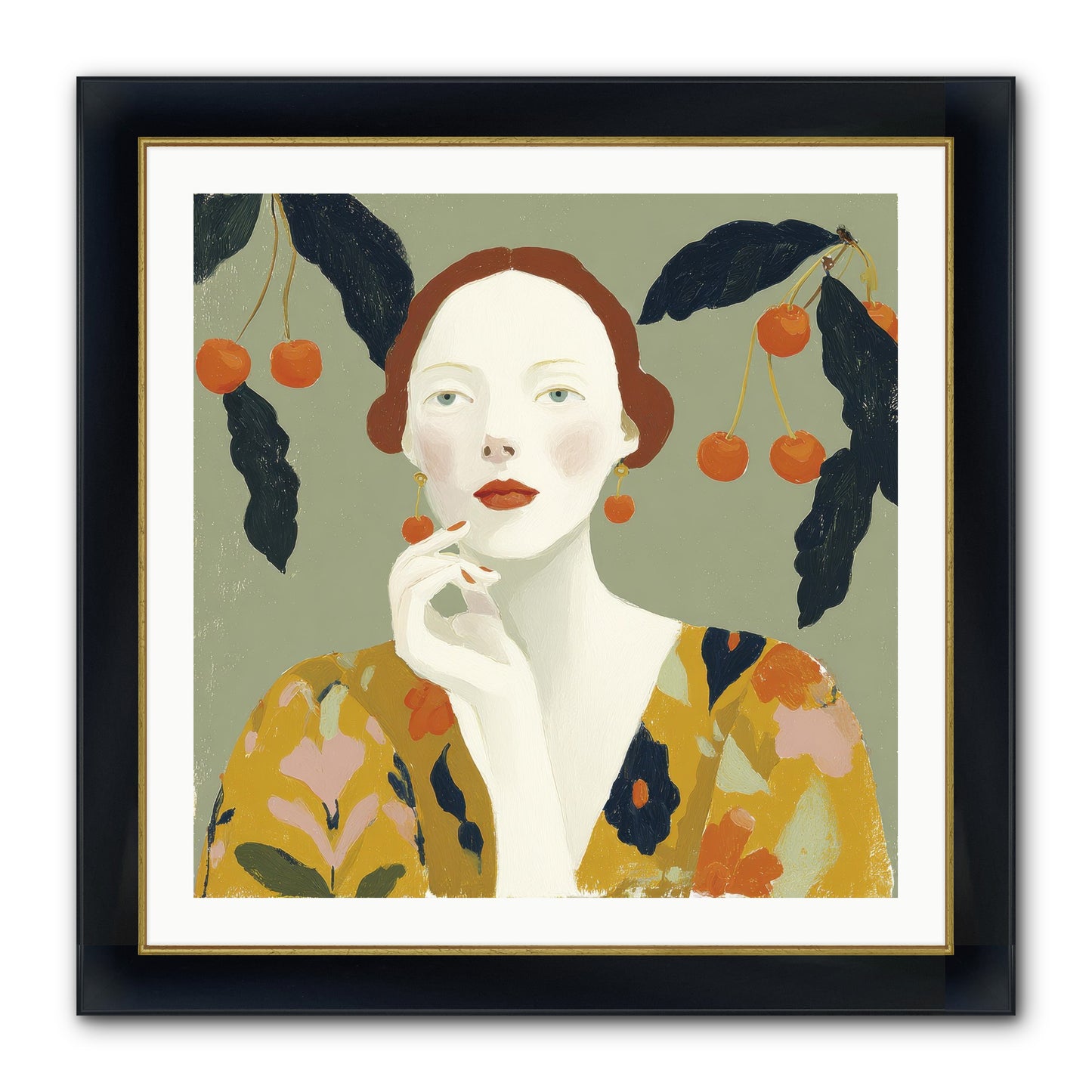 Beneath The Hanging Fruit Framed Print - Wide Black w/Gold 30x30