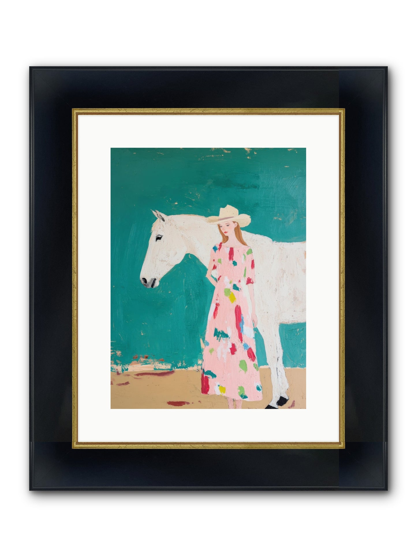 Beneath The Turquoise Sky Framed Print - Wide Black w/Gold 12x16