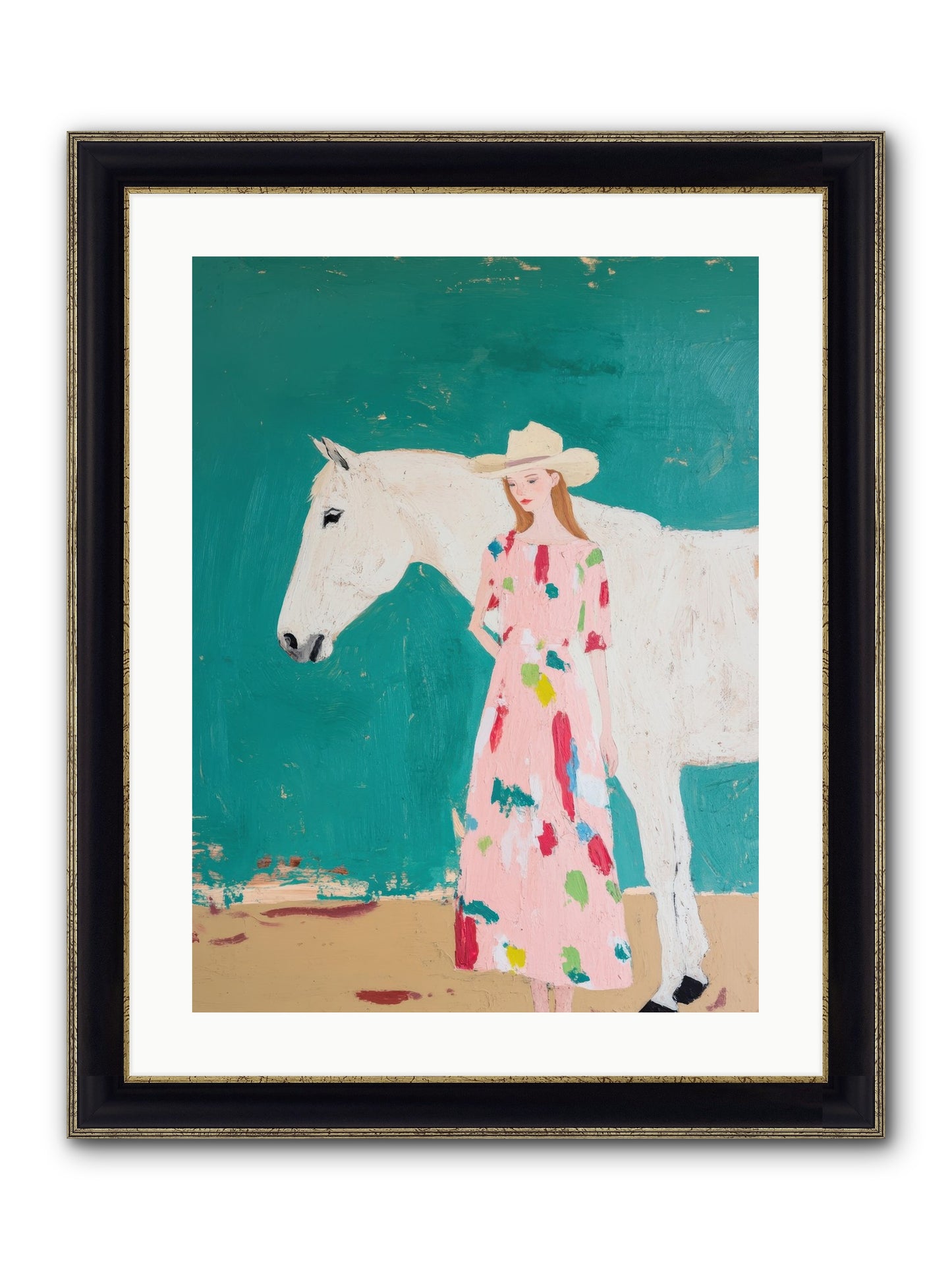 Beneath The Turquoise Sky Framed Print - Black & Gold 18x24