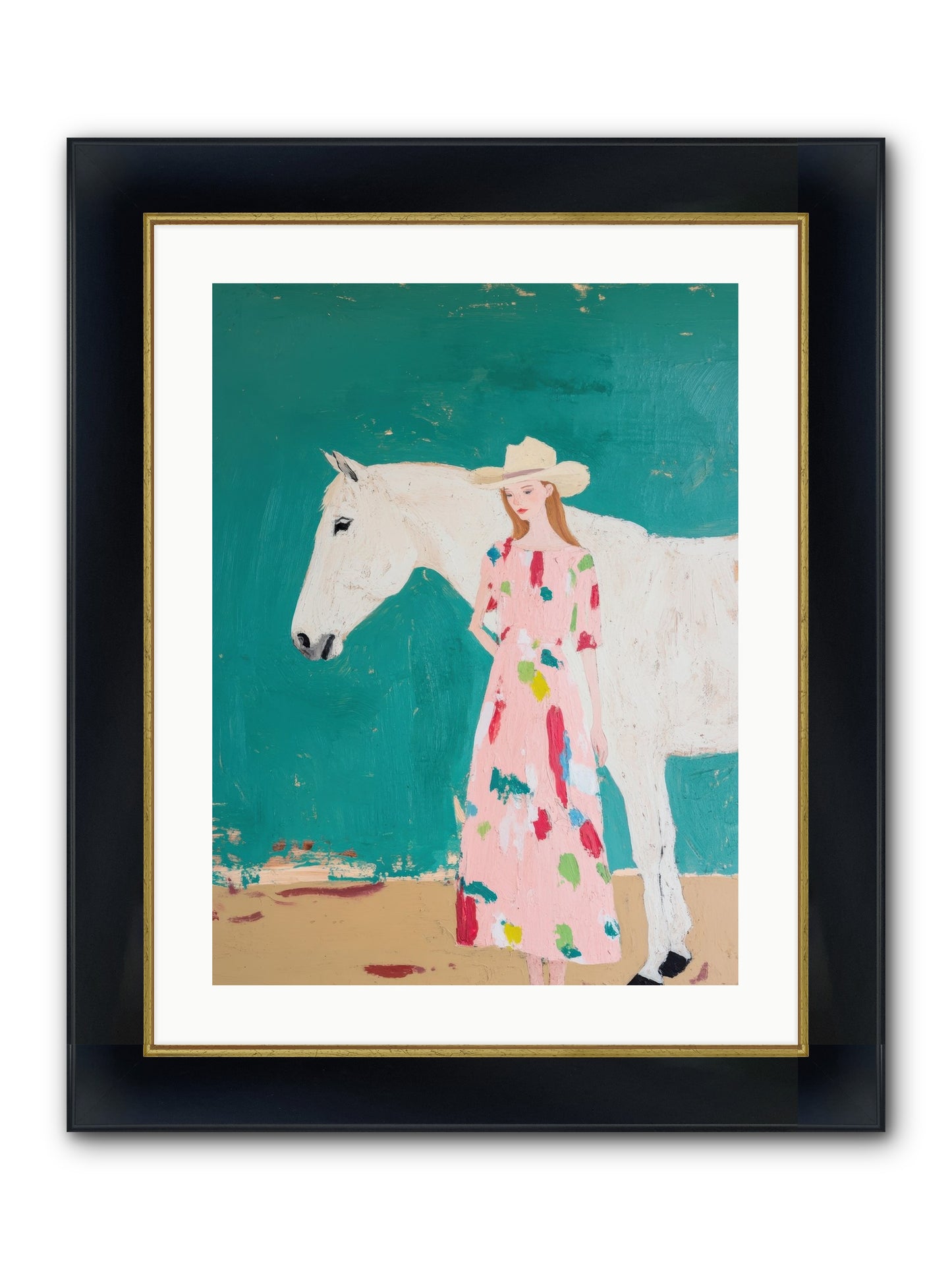 Beneath The Turquoise Sky Framed Print - Wide Black w/Gold 18x24