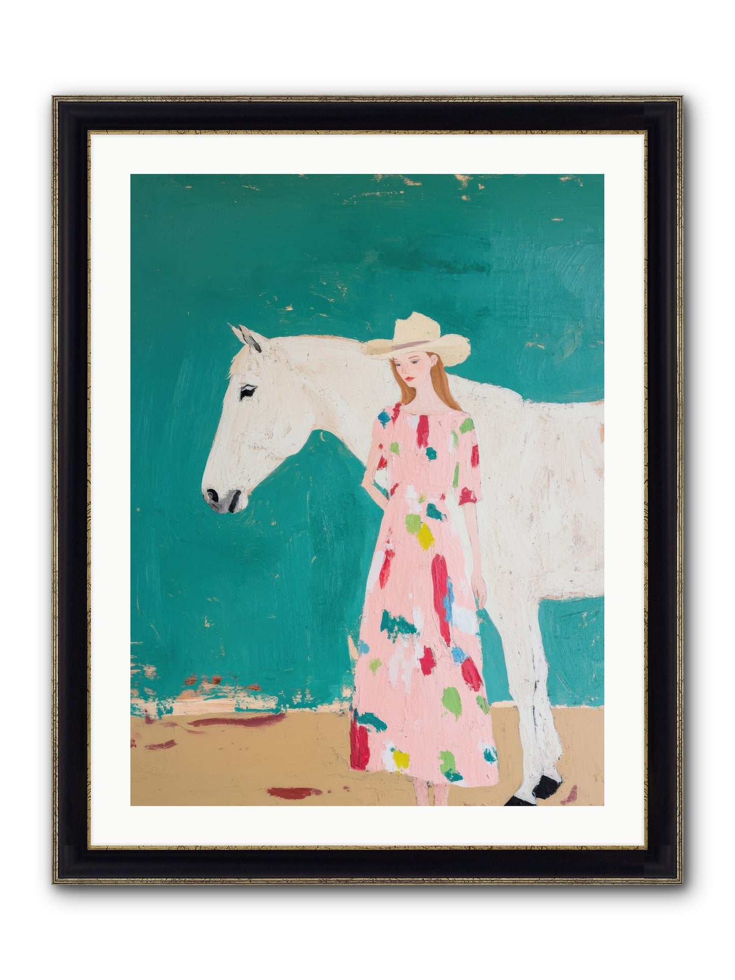 Beneath The Turquoise Sky Framed Print - Black & Gold 24x32