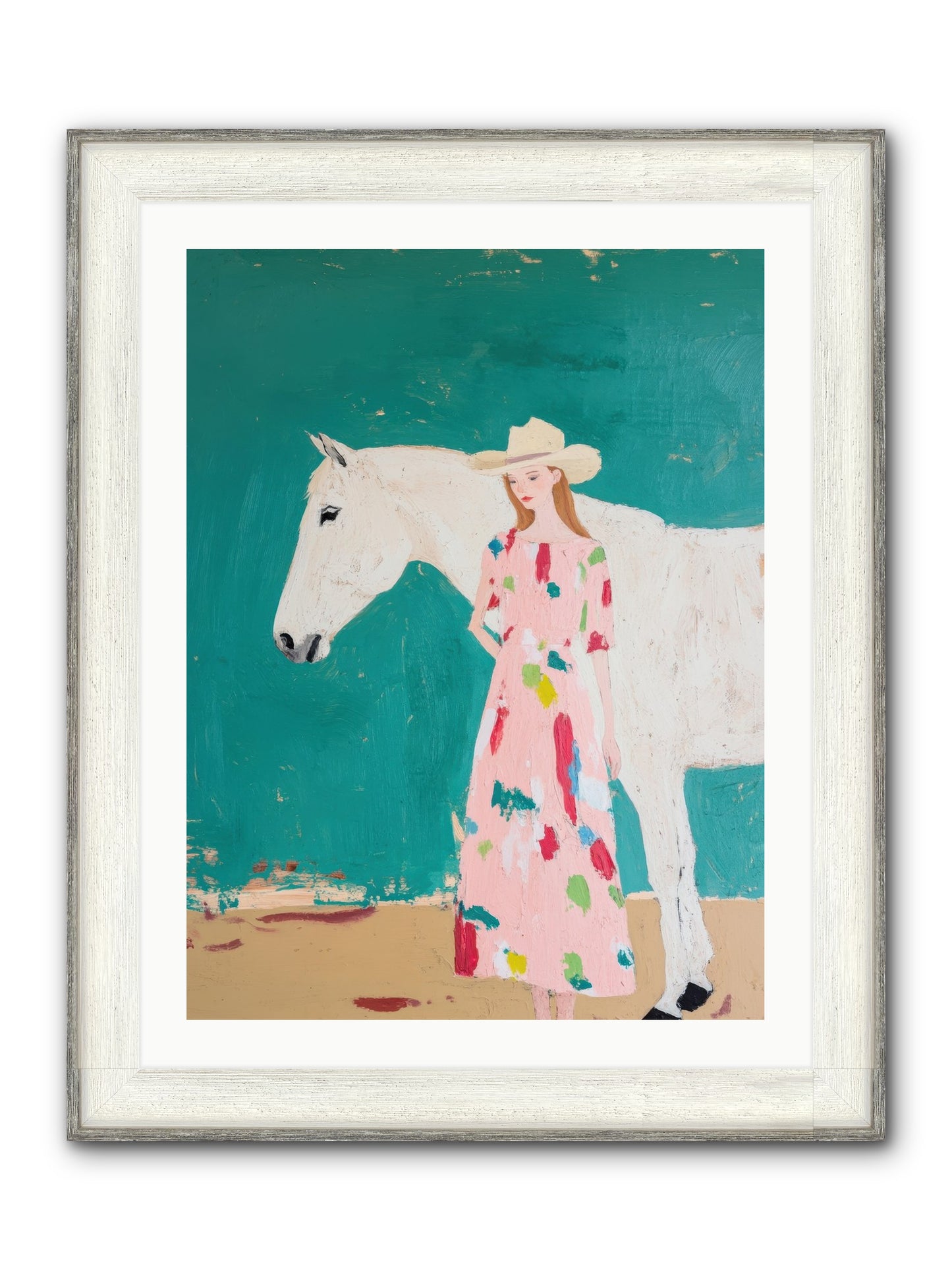 Beneath The Turquoise Sky Framed Print - Driftwood White 24x32