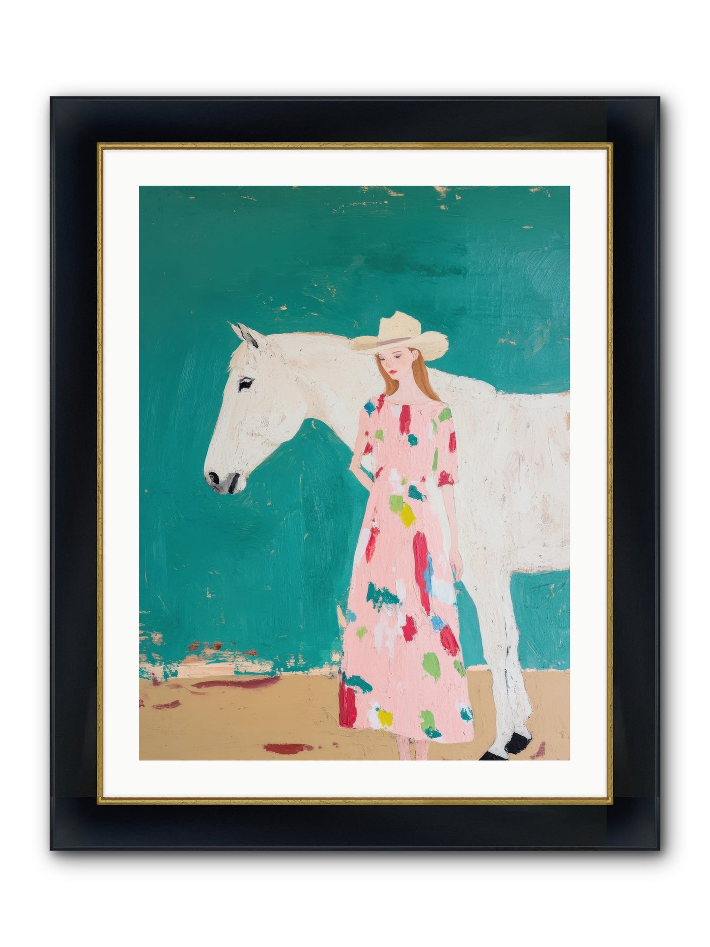Beneath The Turquoise Sky Framed Print - Wide Black w/Gold 24x32