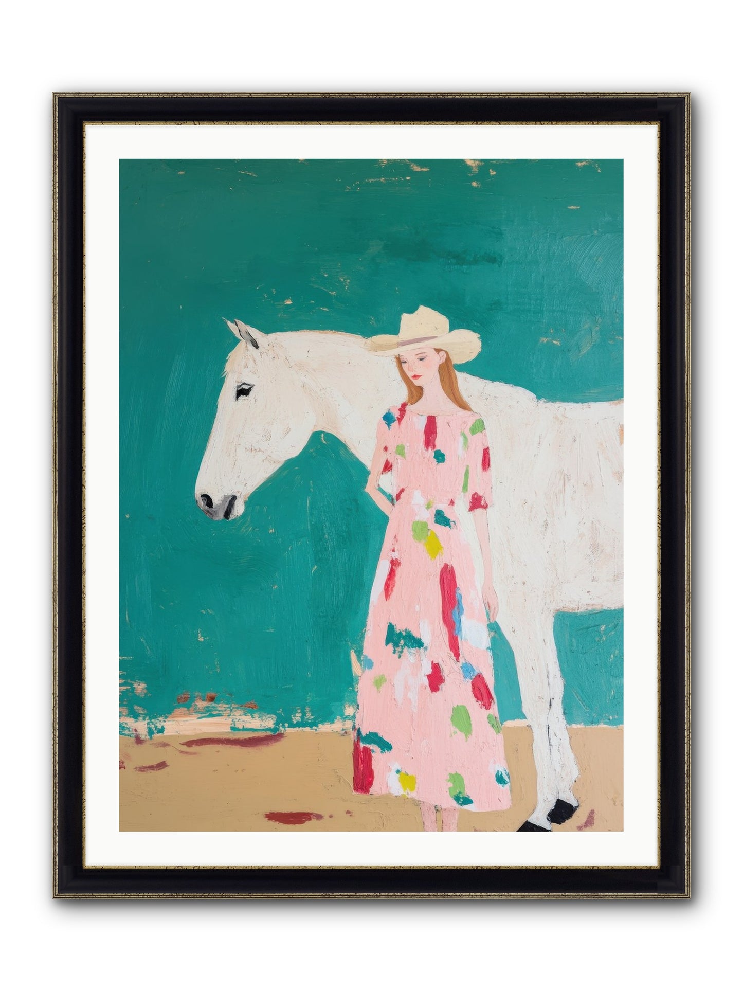 Beneath The Turquoise Sky Framed Print - Black & Gold 30x40