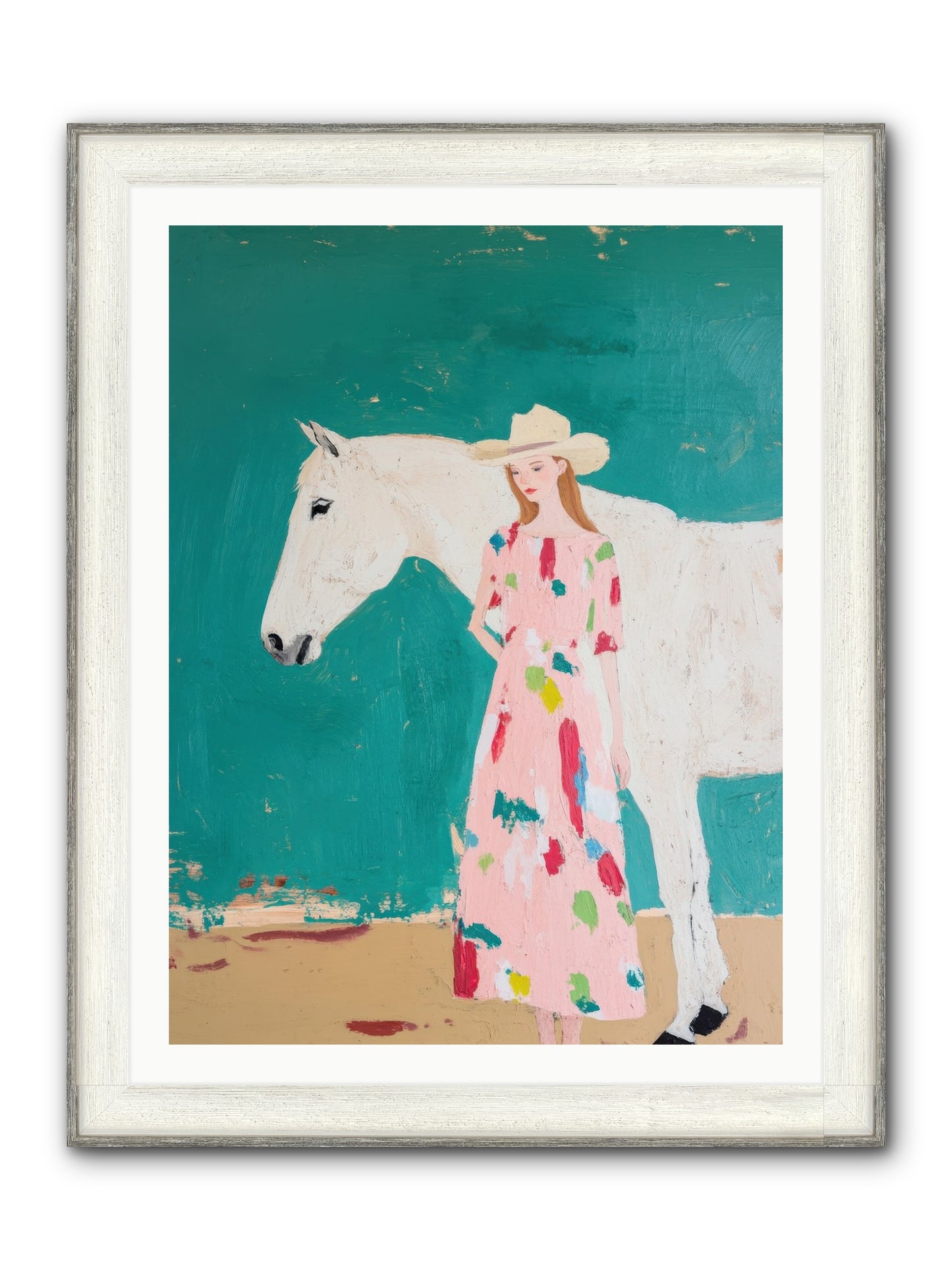Beneath The Turquoise Sky Framed Print - Driftwood White 30x40