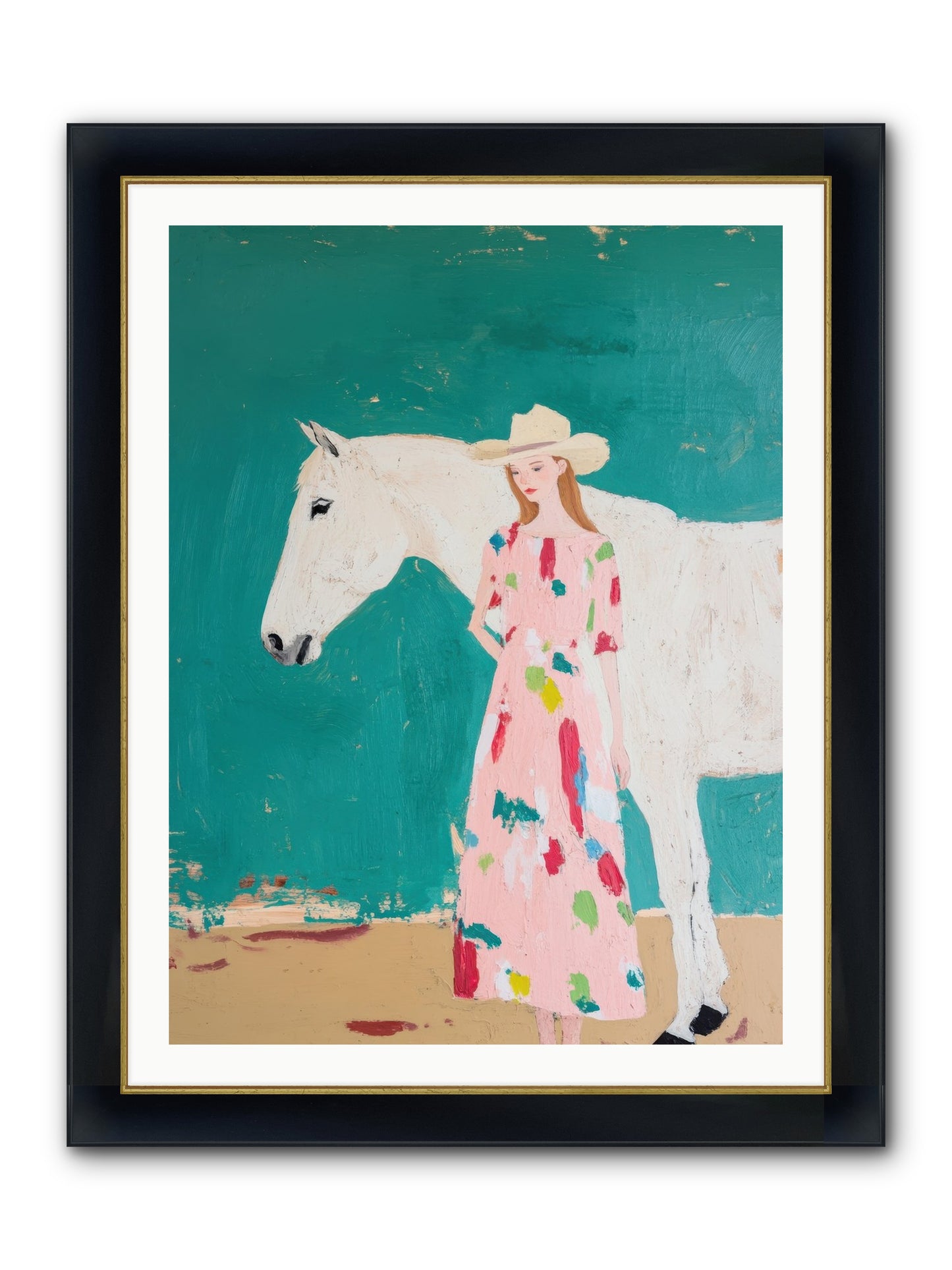 Beneath The Turquoise Sky Framed Print - Wide Black w/Gold 30x40