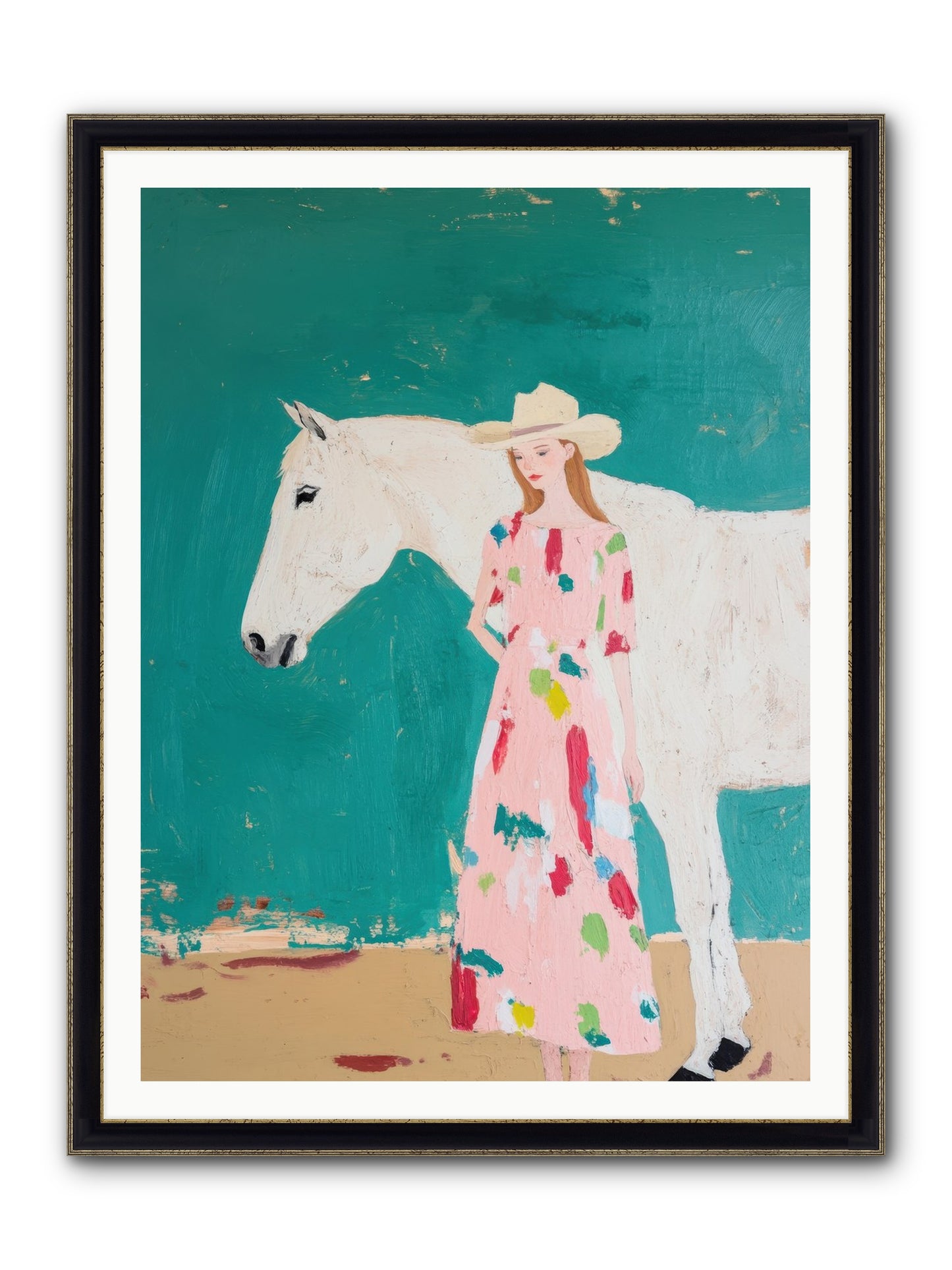Beneath The Turquoise Sky Framed Print - Black & Gold 36x48
