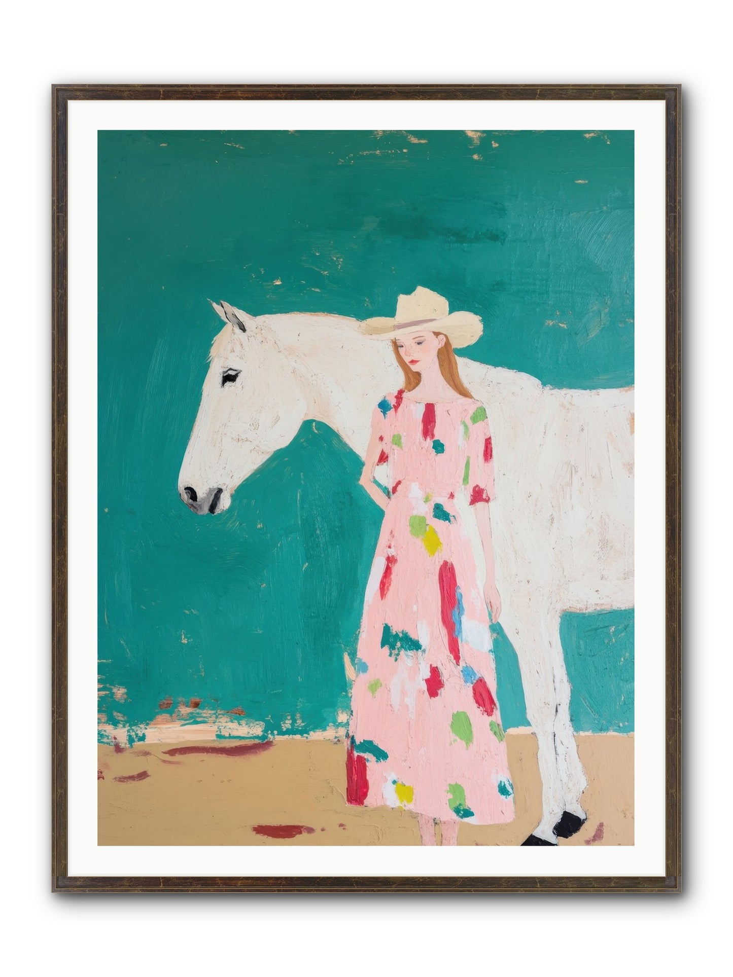Beneath The Turquoise Sky Framed Print - Slimwoods Black/Gold 36x48