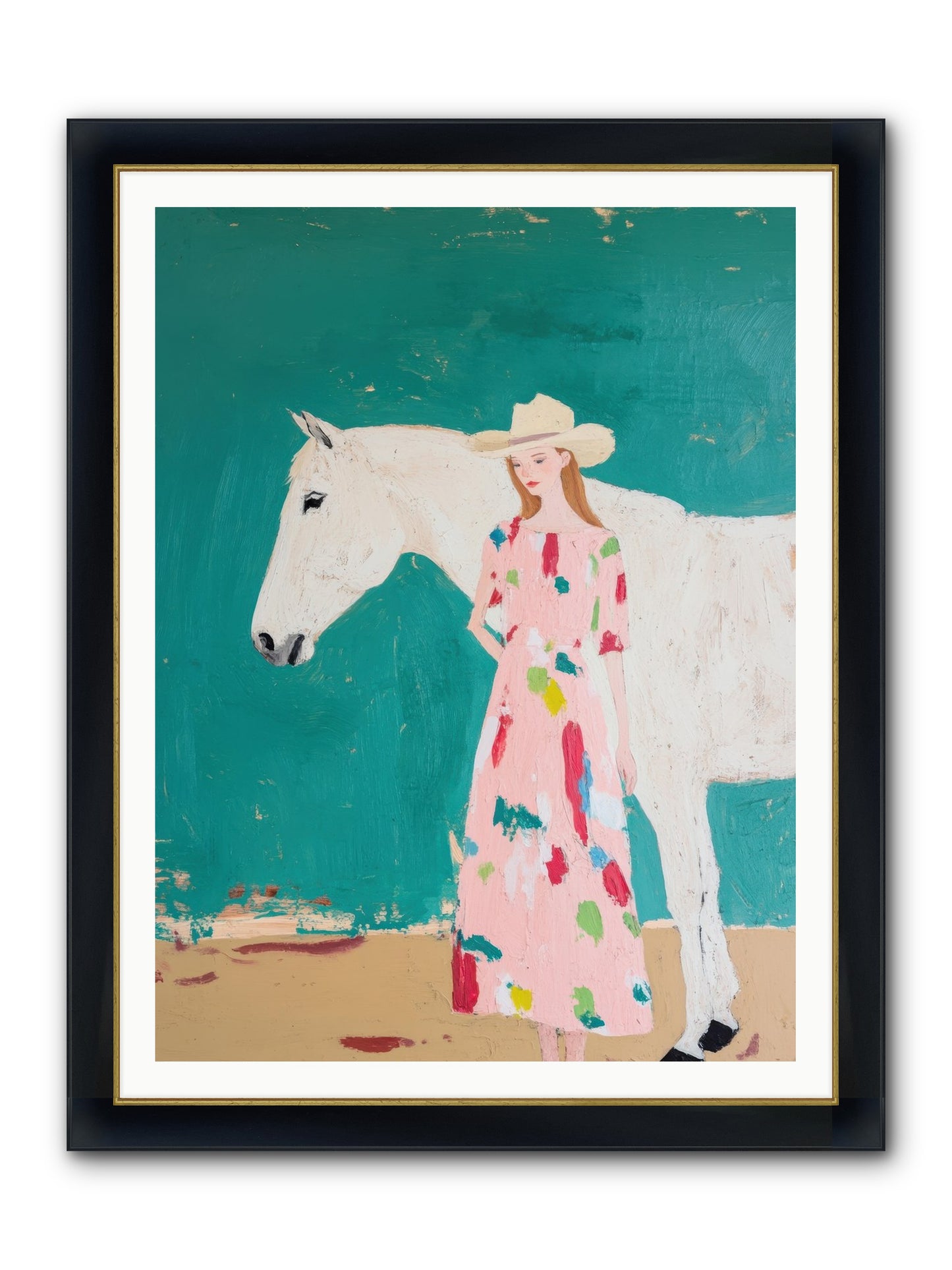Beneath The Turquoise Sky Framed Print - Wide Black w/Gold 36x48