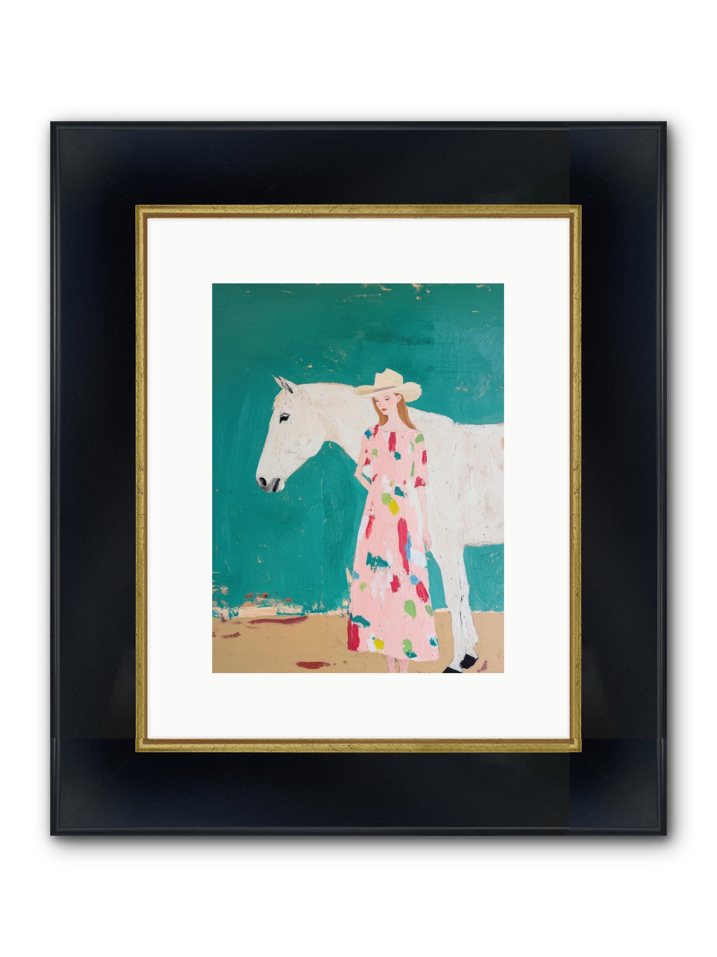 Beneath The Turquoise Sky Framed Print - Wide Black w/Gold 9x12