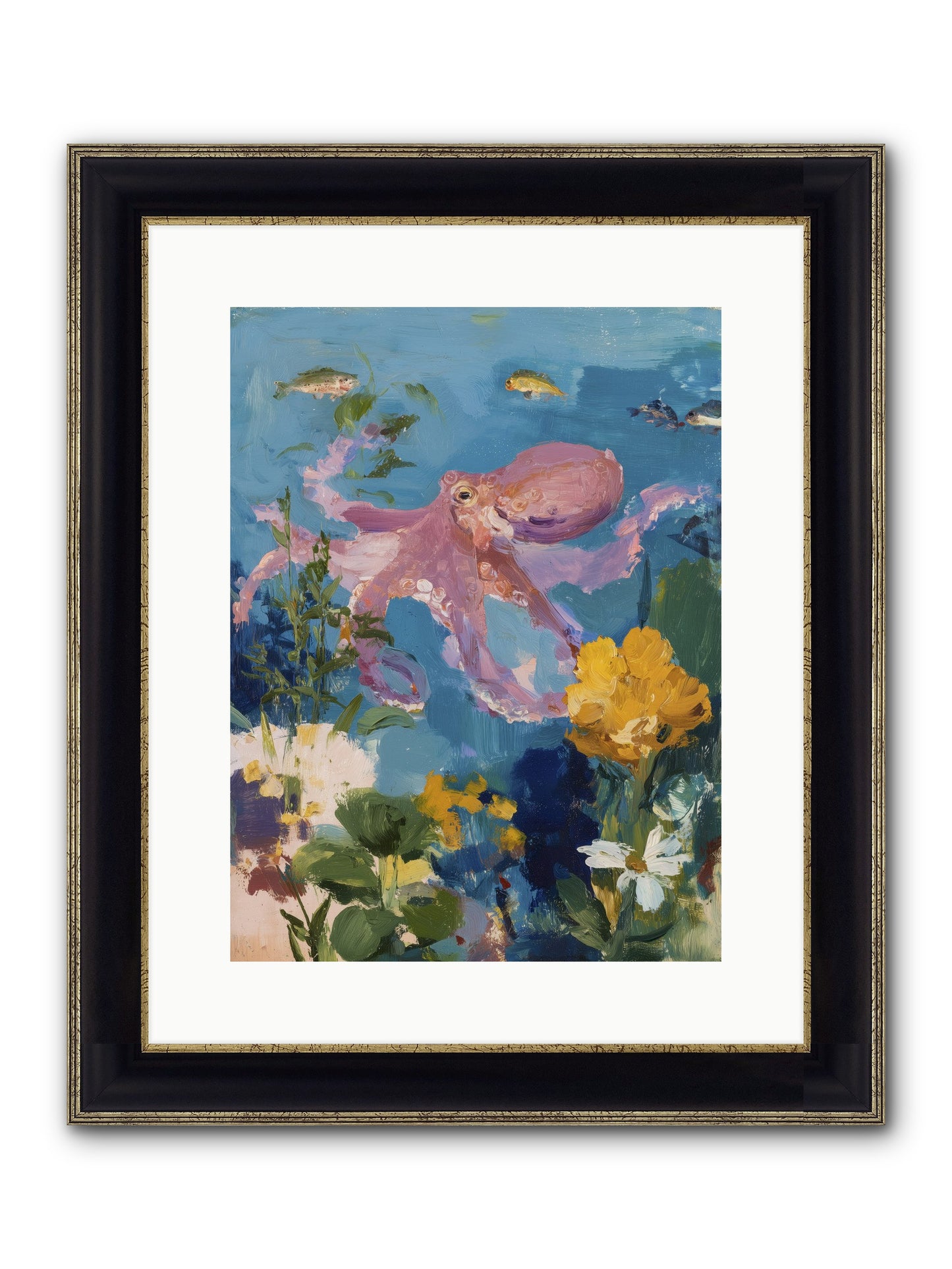 Beneath The Waves Framed Print - Black & Gold 12x16