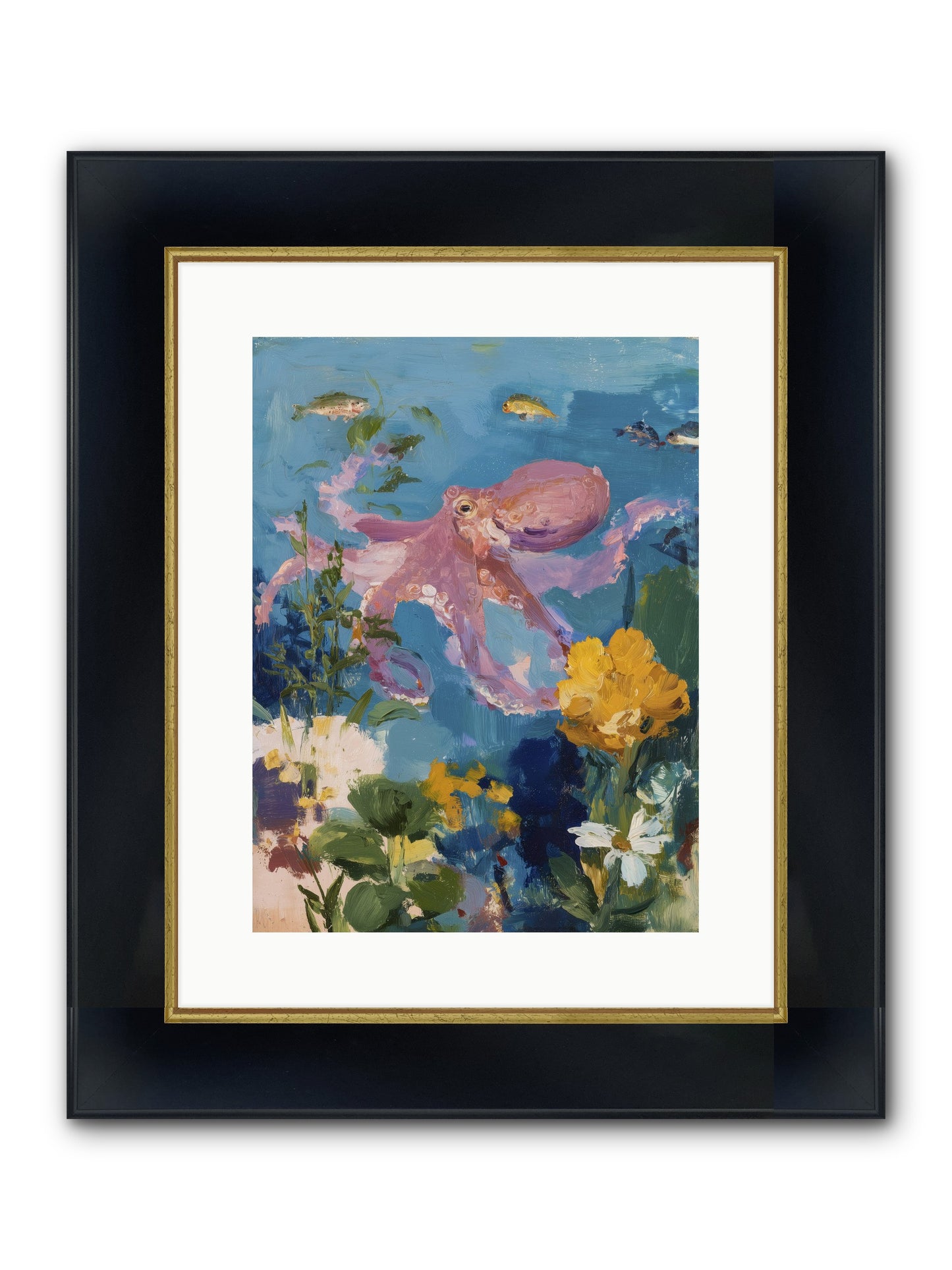 Beneath The Waves Framed Print - Wide Black w/Gold 12x16