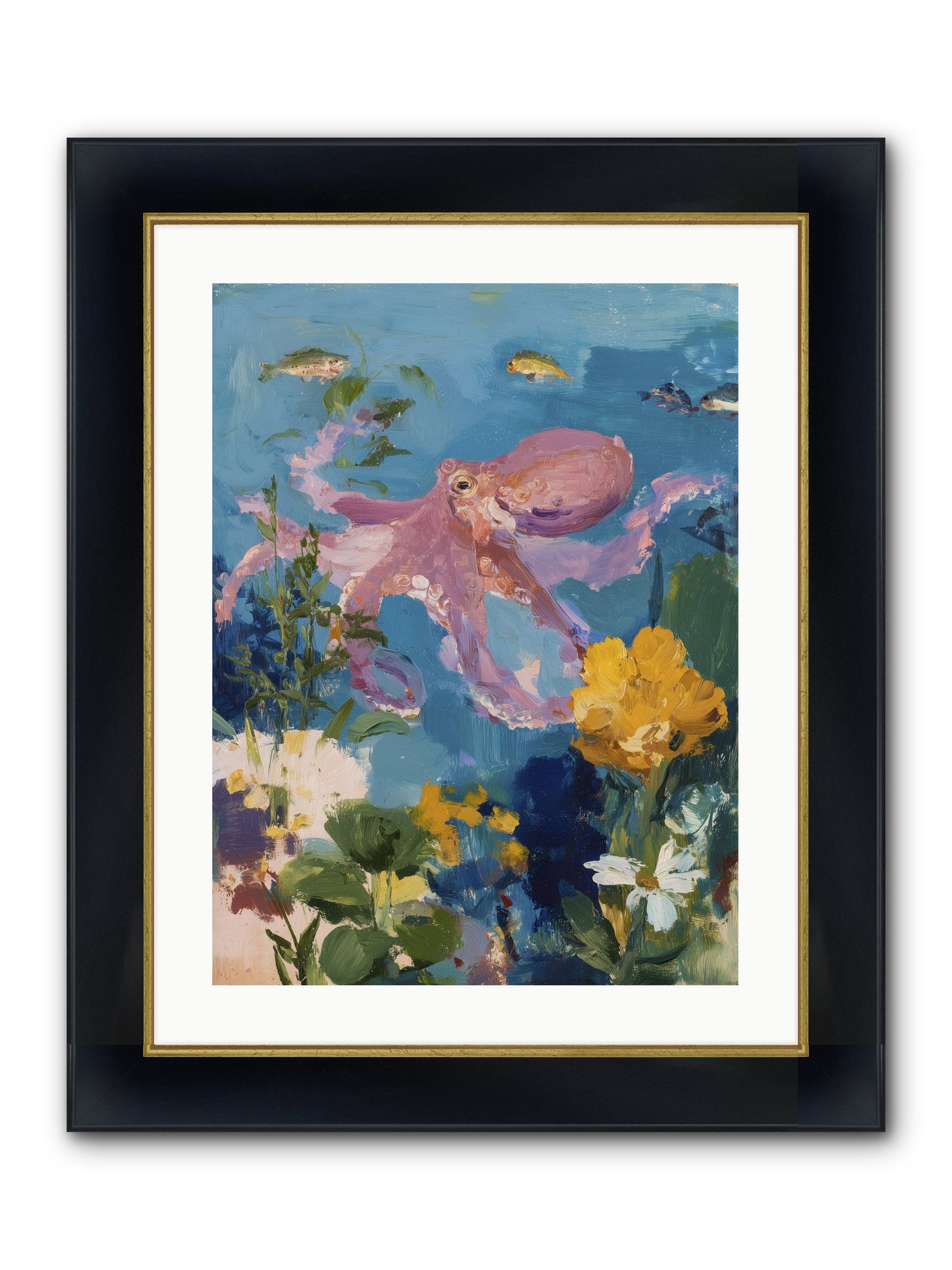 Beneath The Waves Framed Print - Wide Black w/Gold 18x24