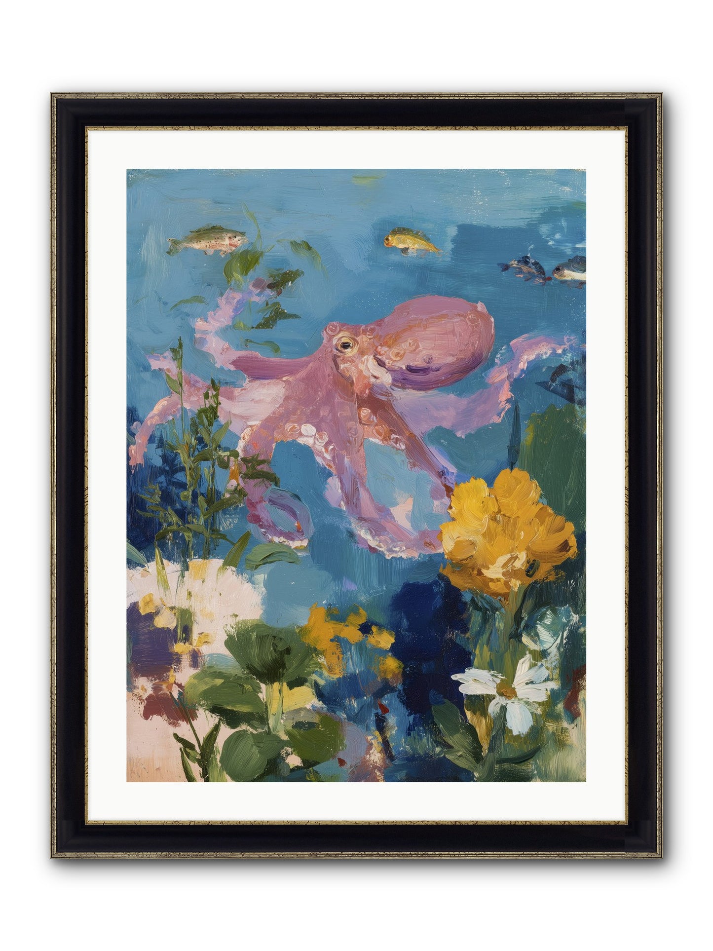 Beneath The Waves Framed Print - Black & Gold 24x32