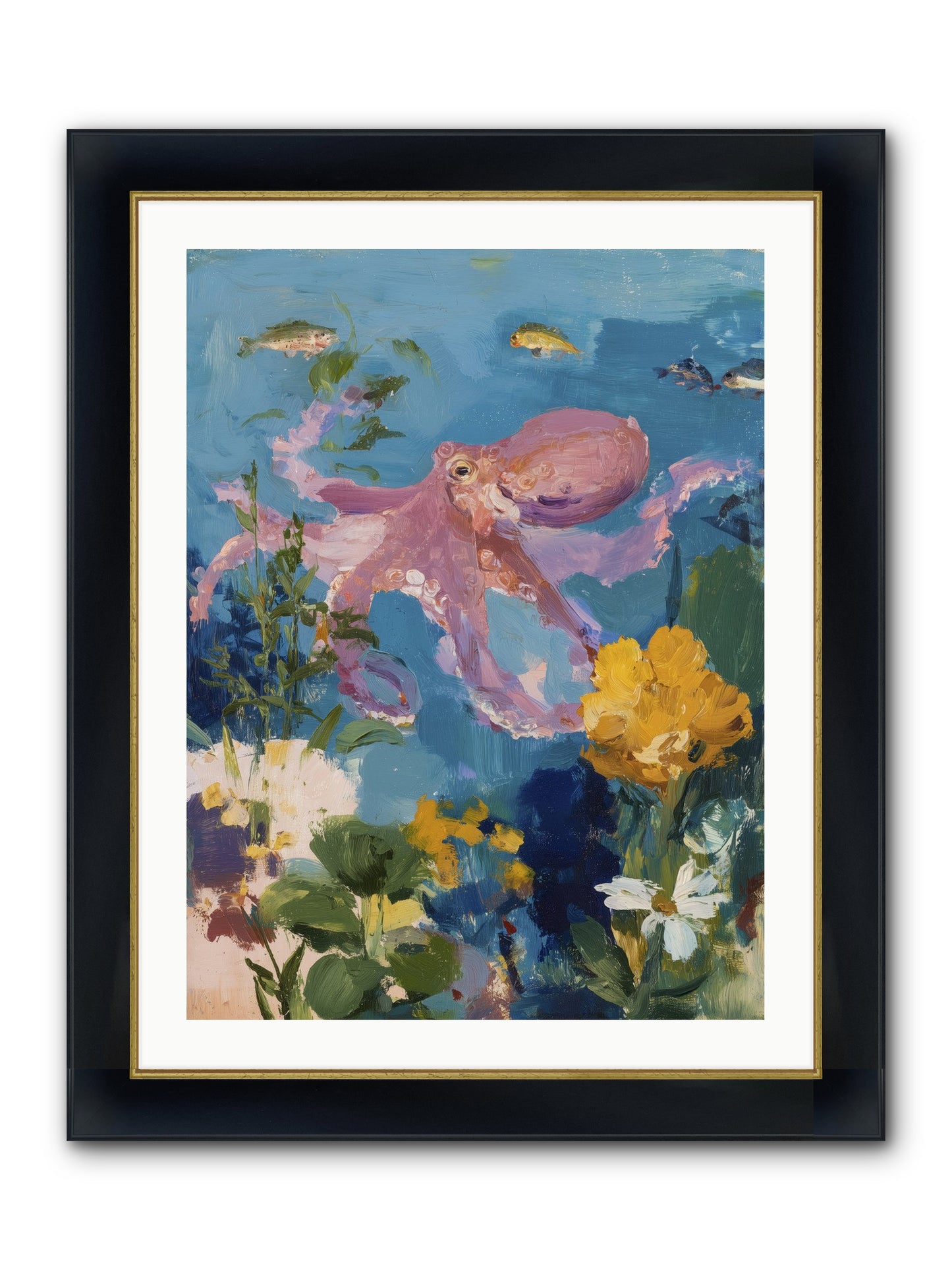 Beneath The Waves Framed Print - Wide Black w/Gold 24x32